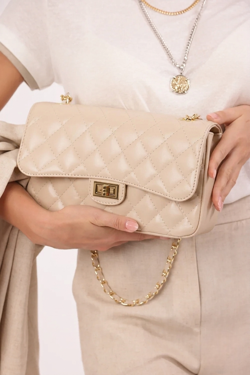 Borsa Spalla Trapuntata beige|Colore:Beige
