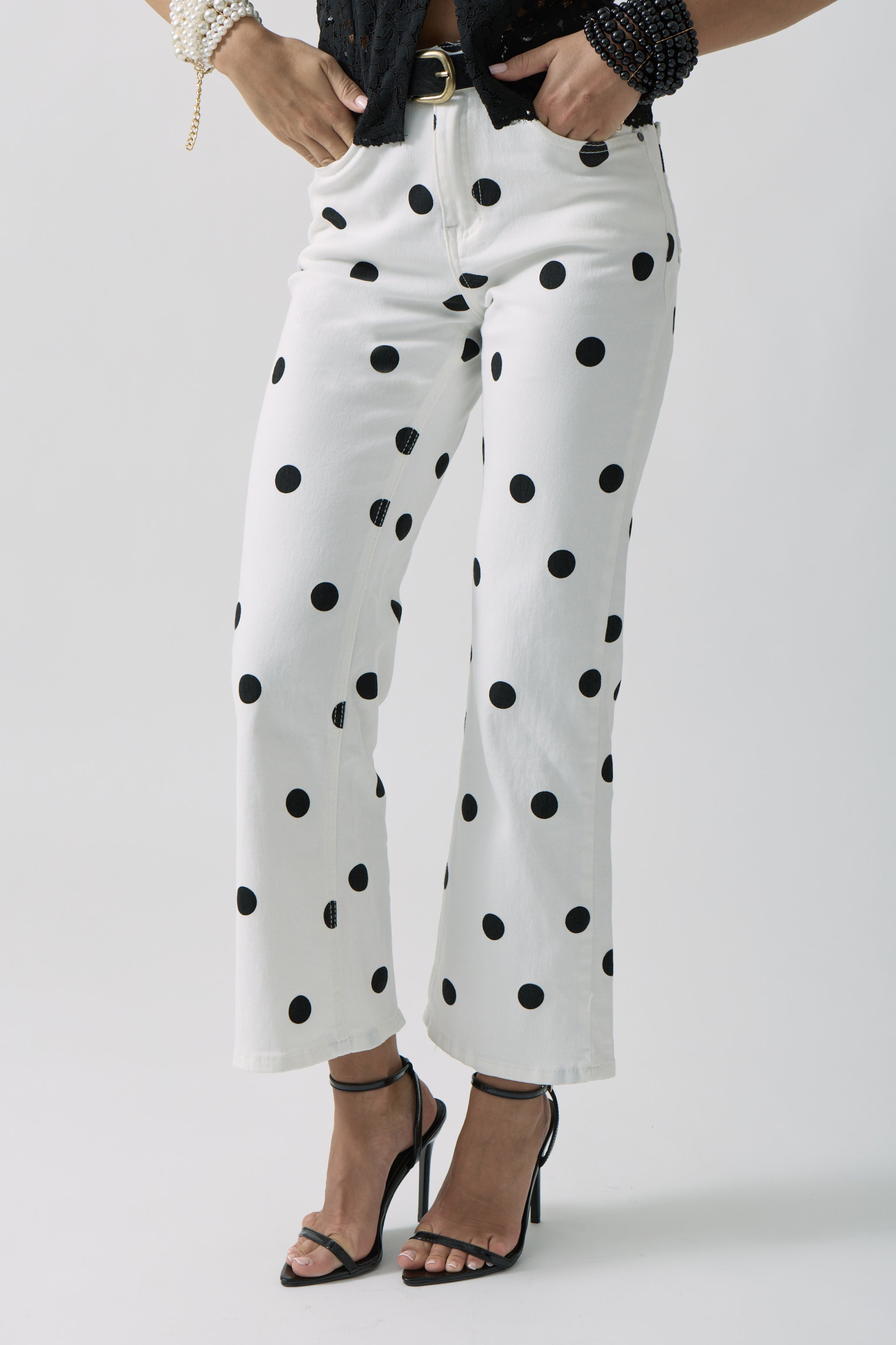 Pantalone Pois bianco|Colore:Bianco