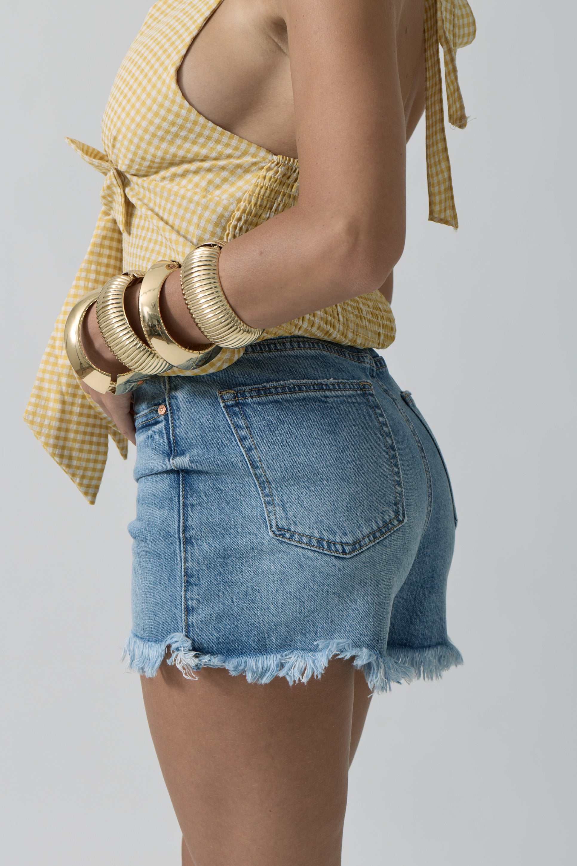 Shorts Sfrangiato denim chiaro|Colore:Denim chiaro