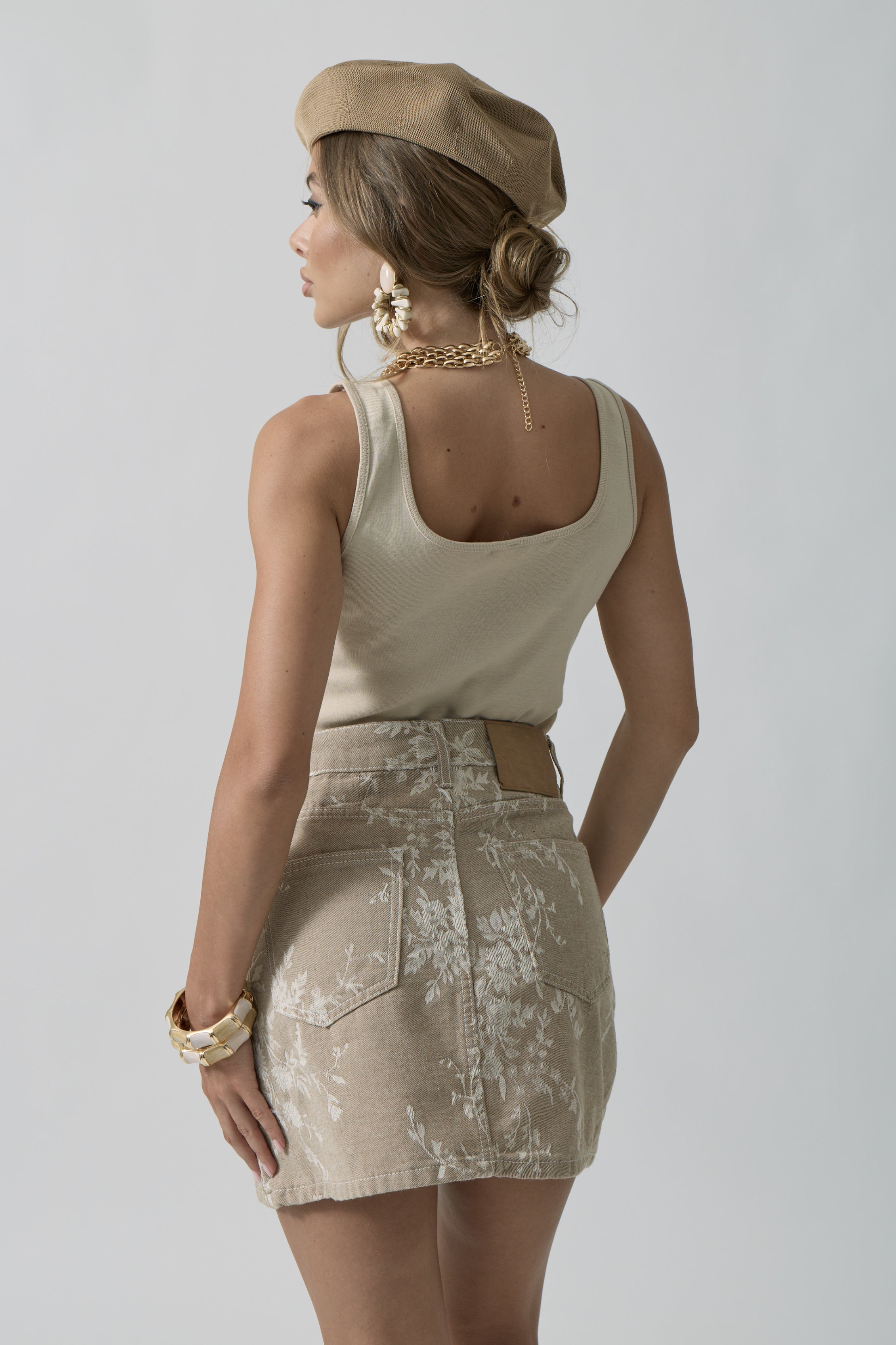 Minigonna Fiori beige|Colore:Beige