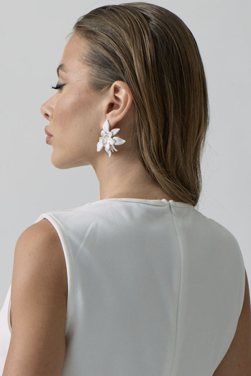 Orecchini Fiore bianco|Colore:Bianco