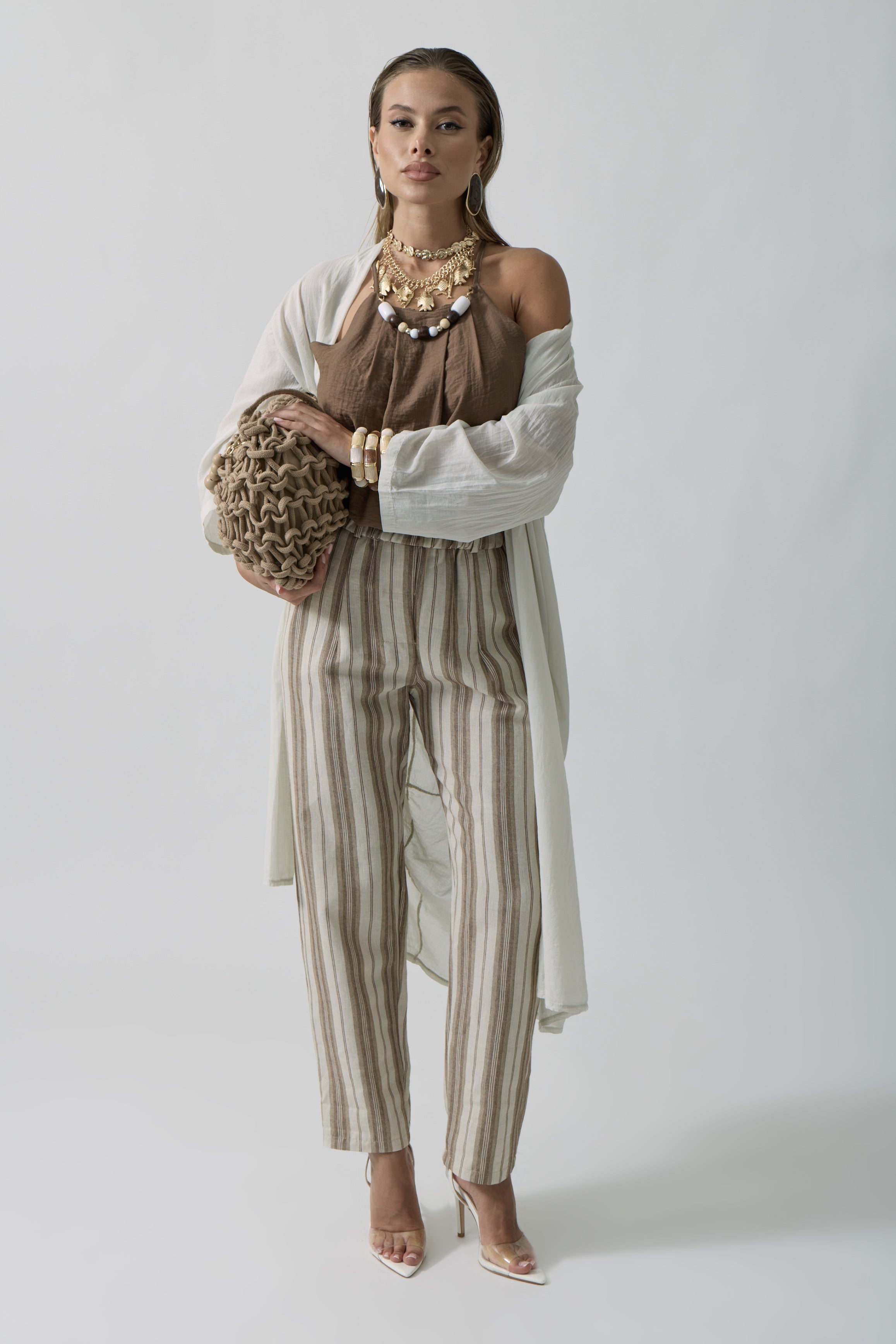 Pantalone Righe Marocco beige|Colore:Beige