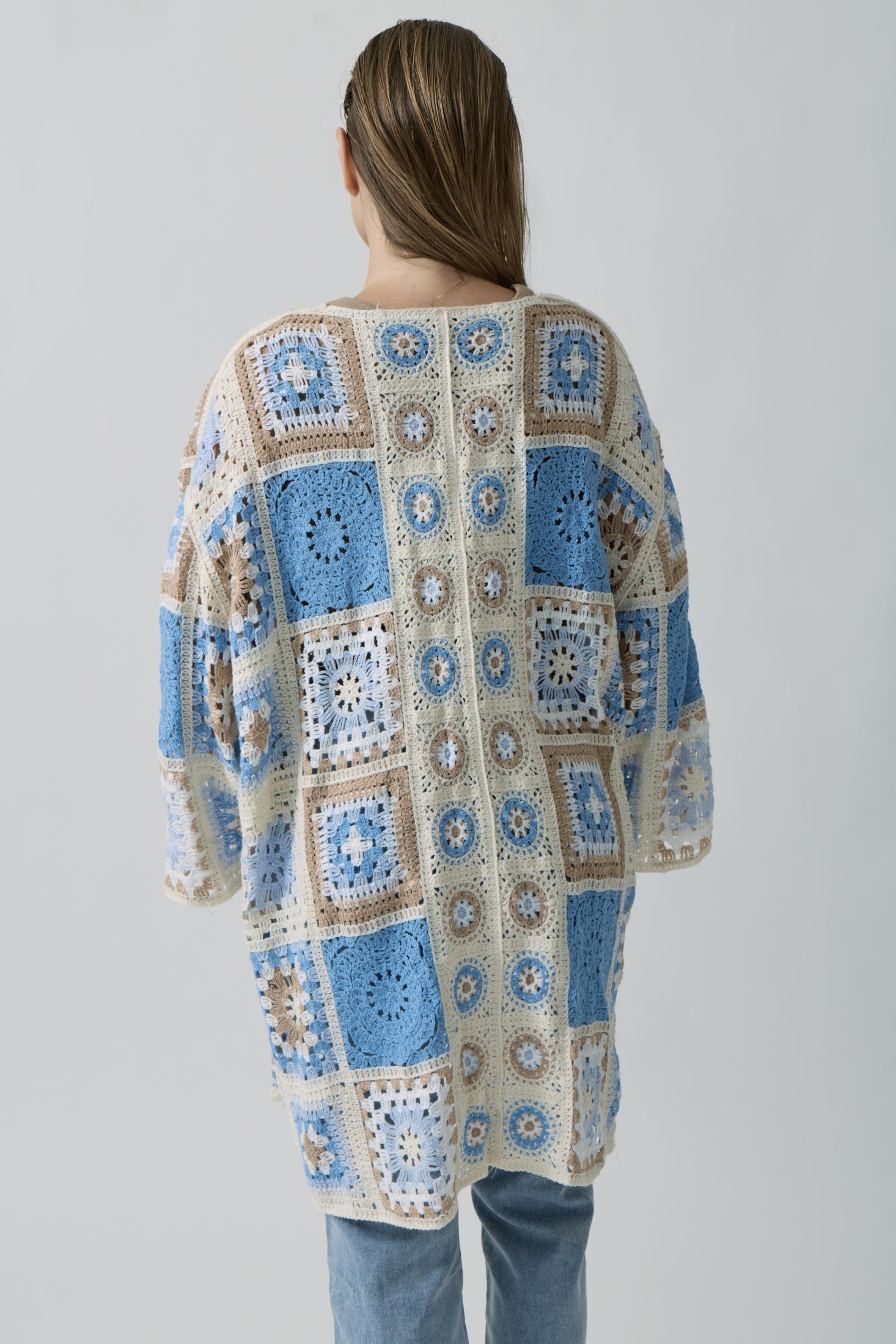 Cardigan Macramé Ines celeste|Colore:Celeste