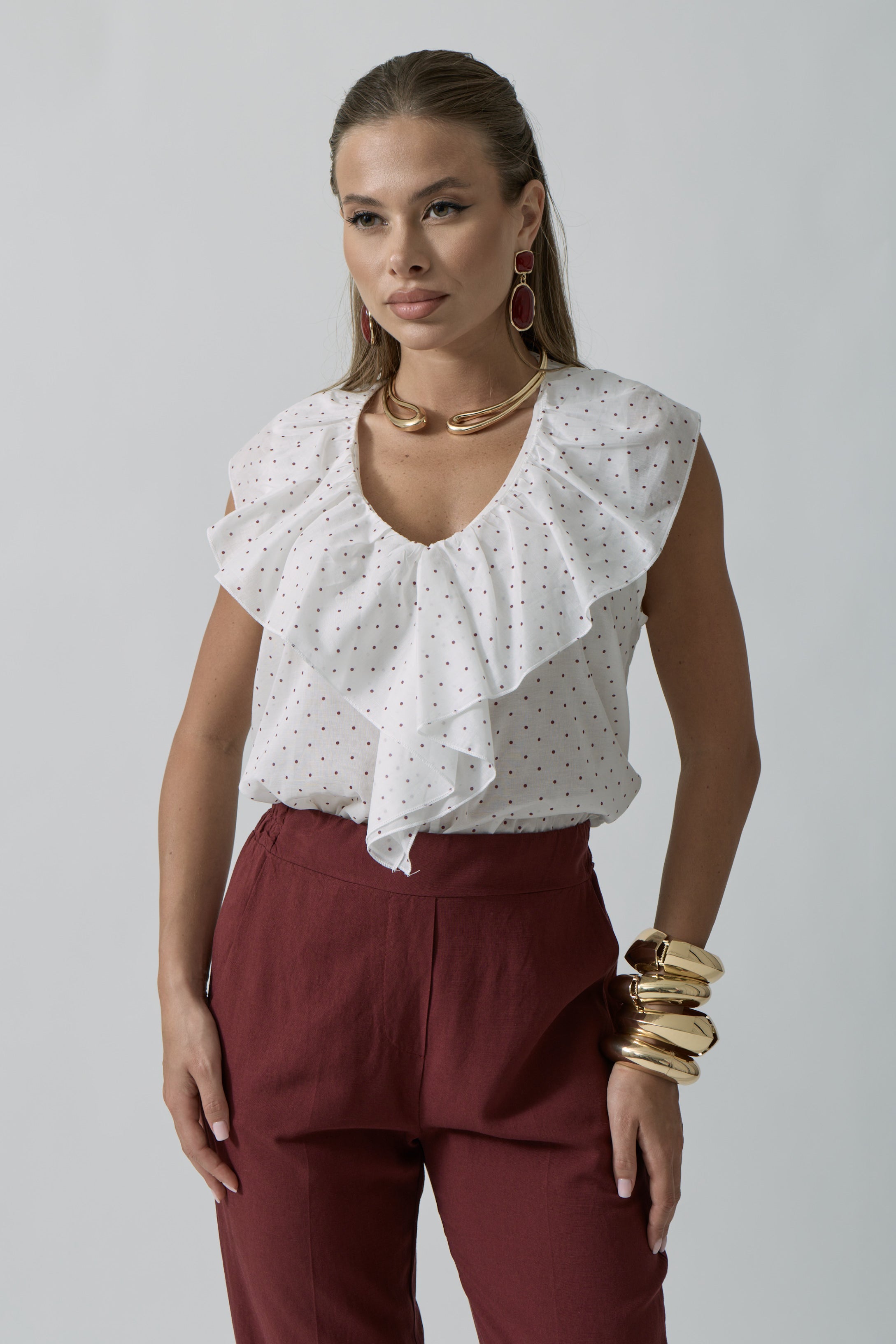Blusa Micropois bianco|Colore:Bianco