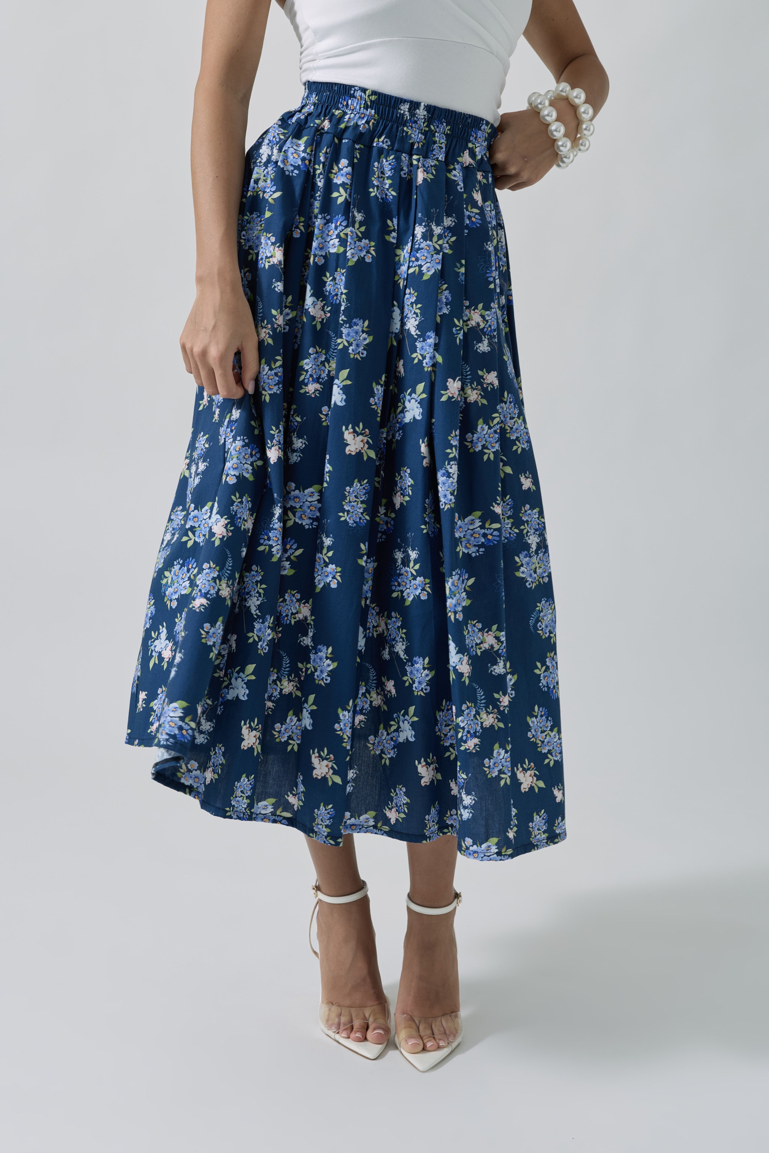 Gonna Fleurs blu|Colore:Blu