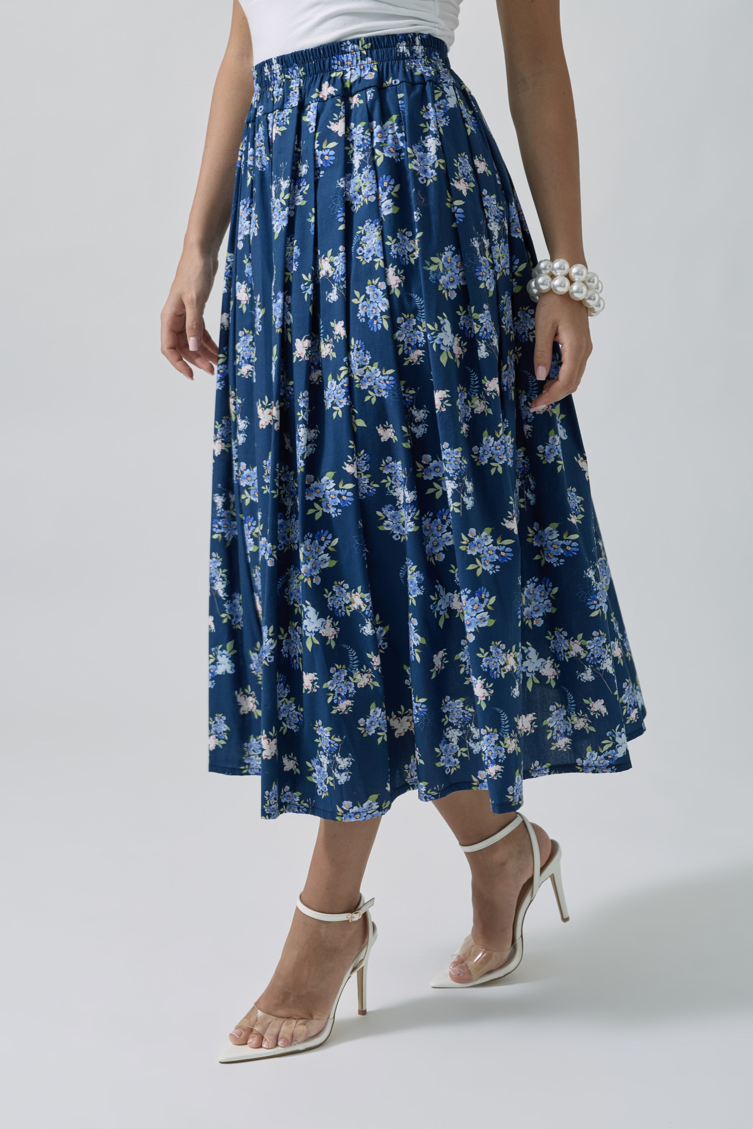 Gonna Fleurs blu|Colore:Blu