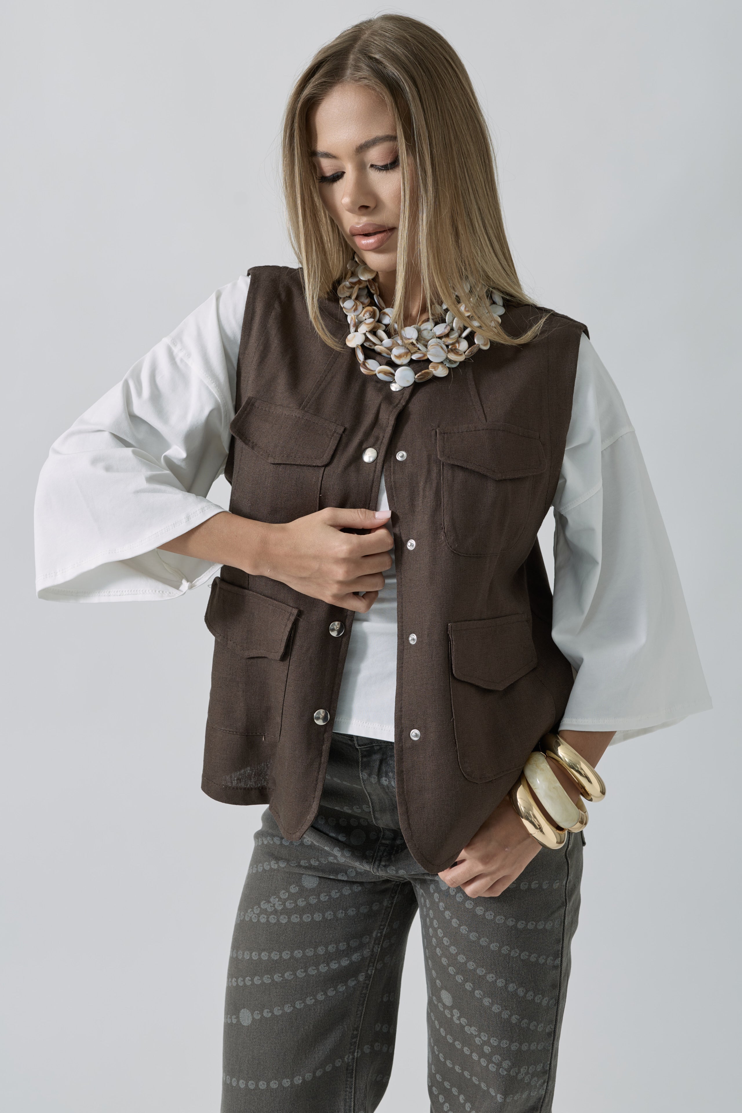 Gilet Palm testa di moro|Colore:Testa di moro
