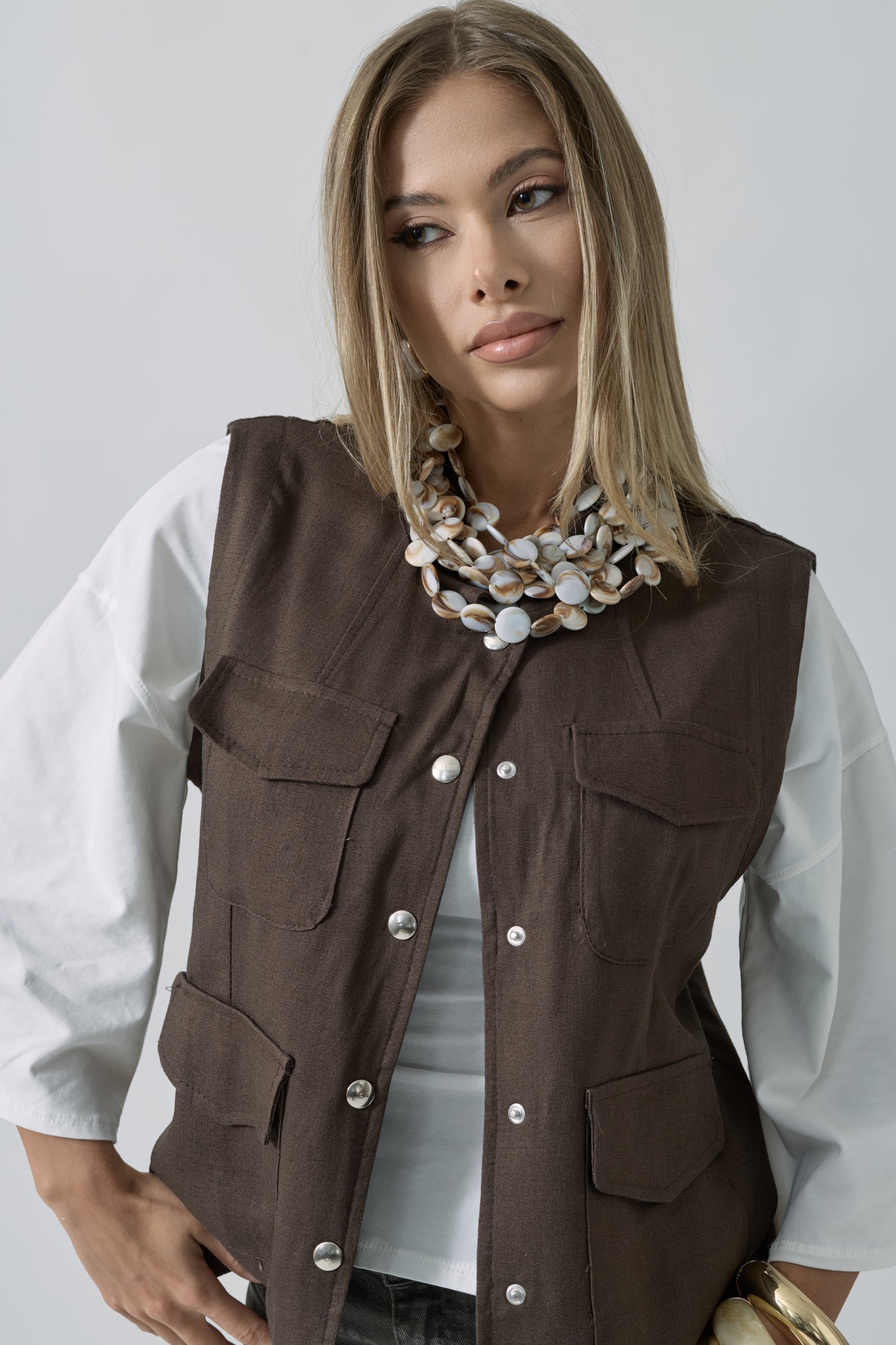 Gilet Palm testa di moro|Colore:Testa di moro