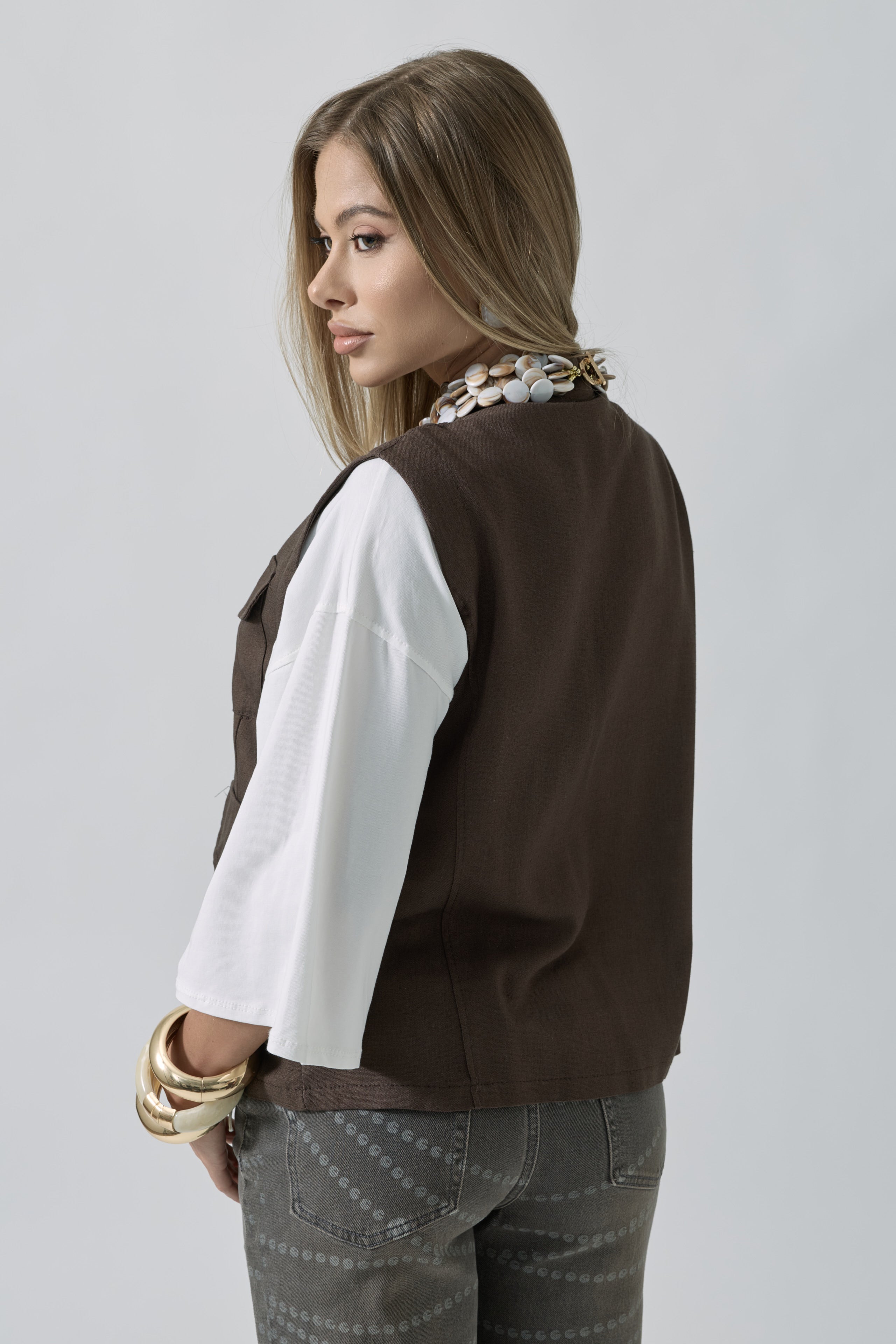 Gilet Palm testa di moro|Colore:Testa di moro