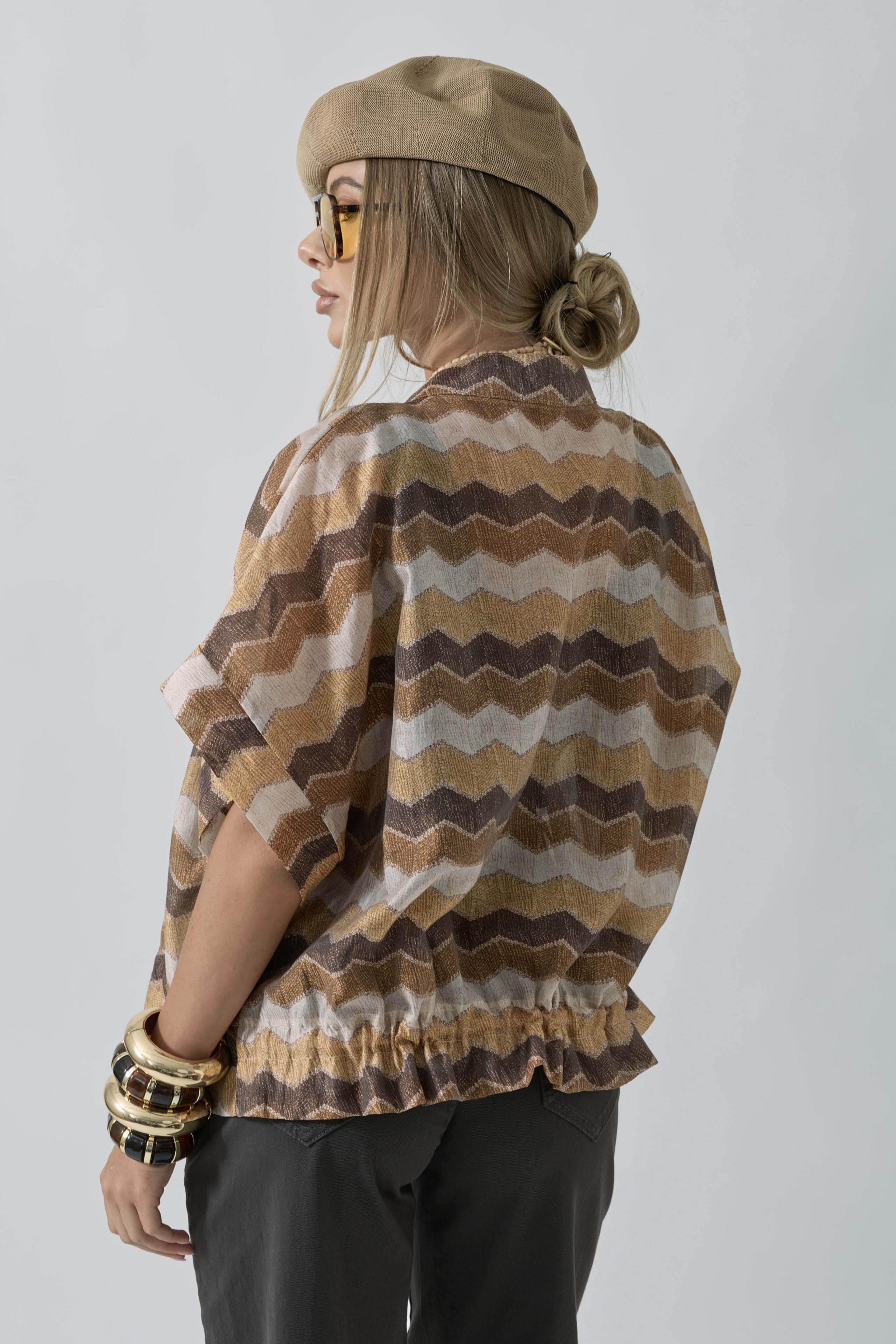 Bomber Smanicato Wave tabacco|Colore:Tabacco