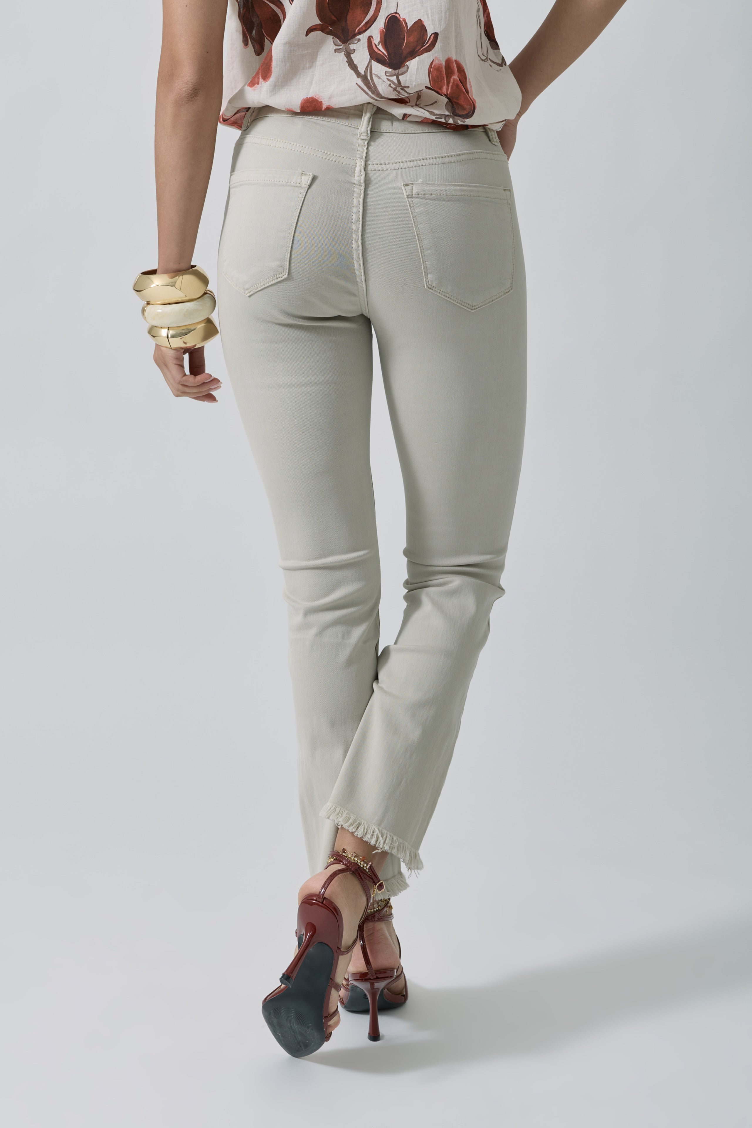 Pantalone Zampetta Sfrangiato Beige|Colore:Beige
