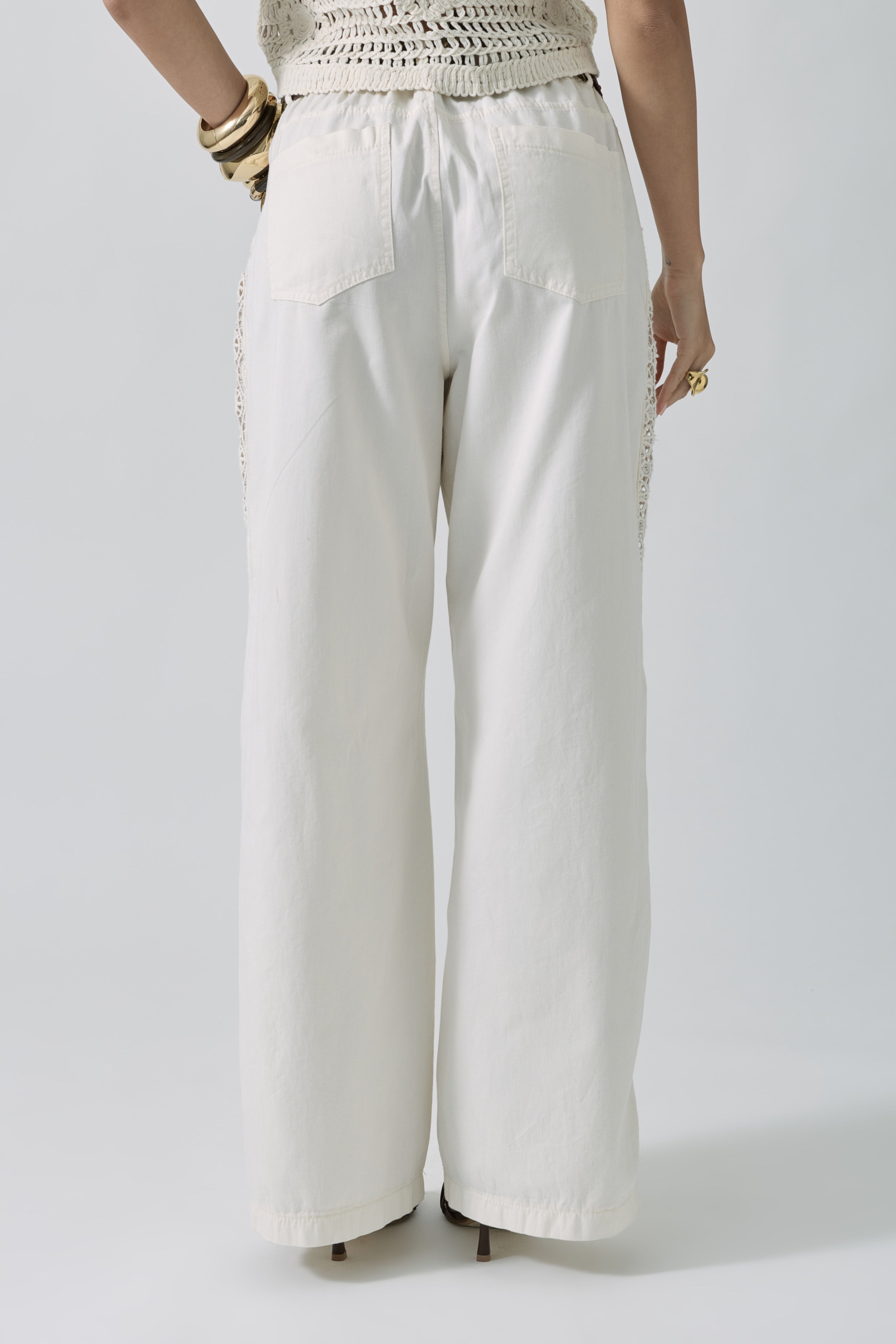 Pantalone Ricami panna|Colore:Panna