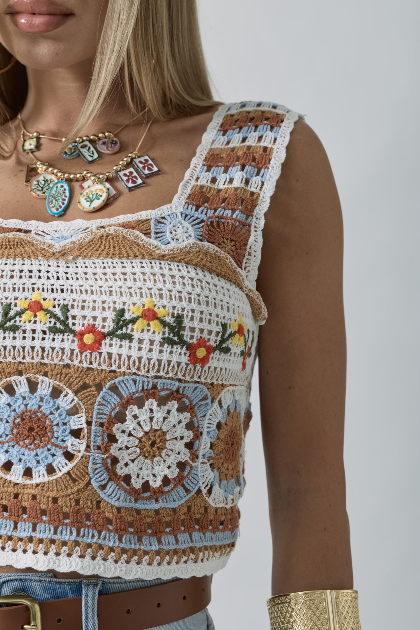 Top Macramé Creta celeste|Colore:Celeste