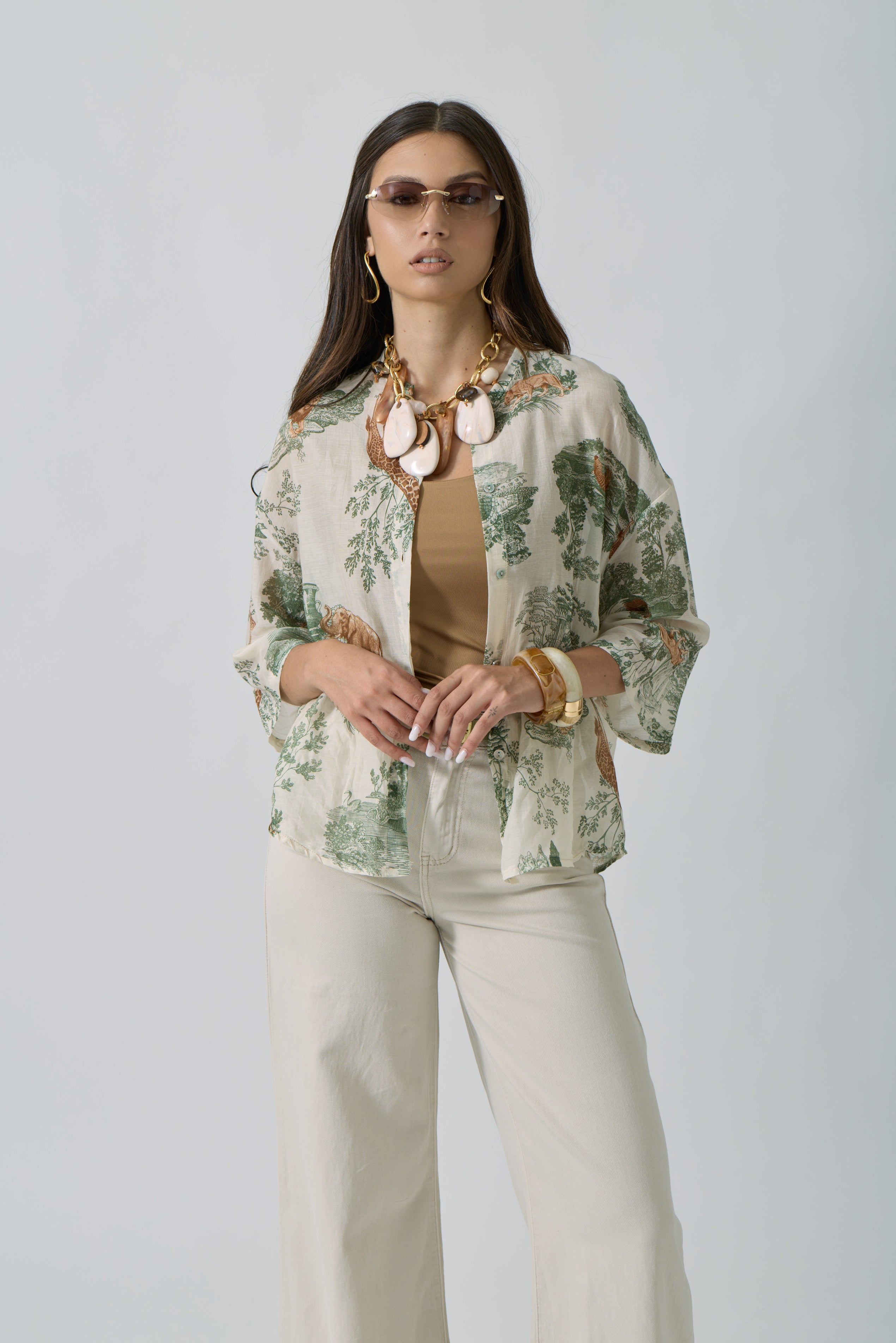 Camicia Safari verde salvia|Colore:Verde salvia