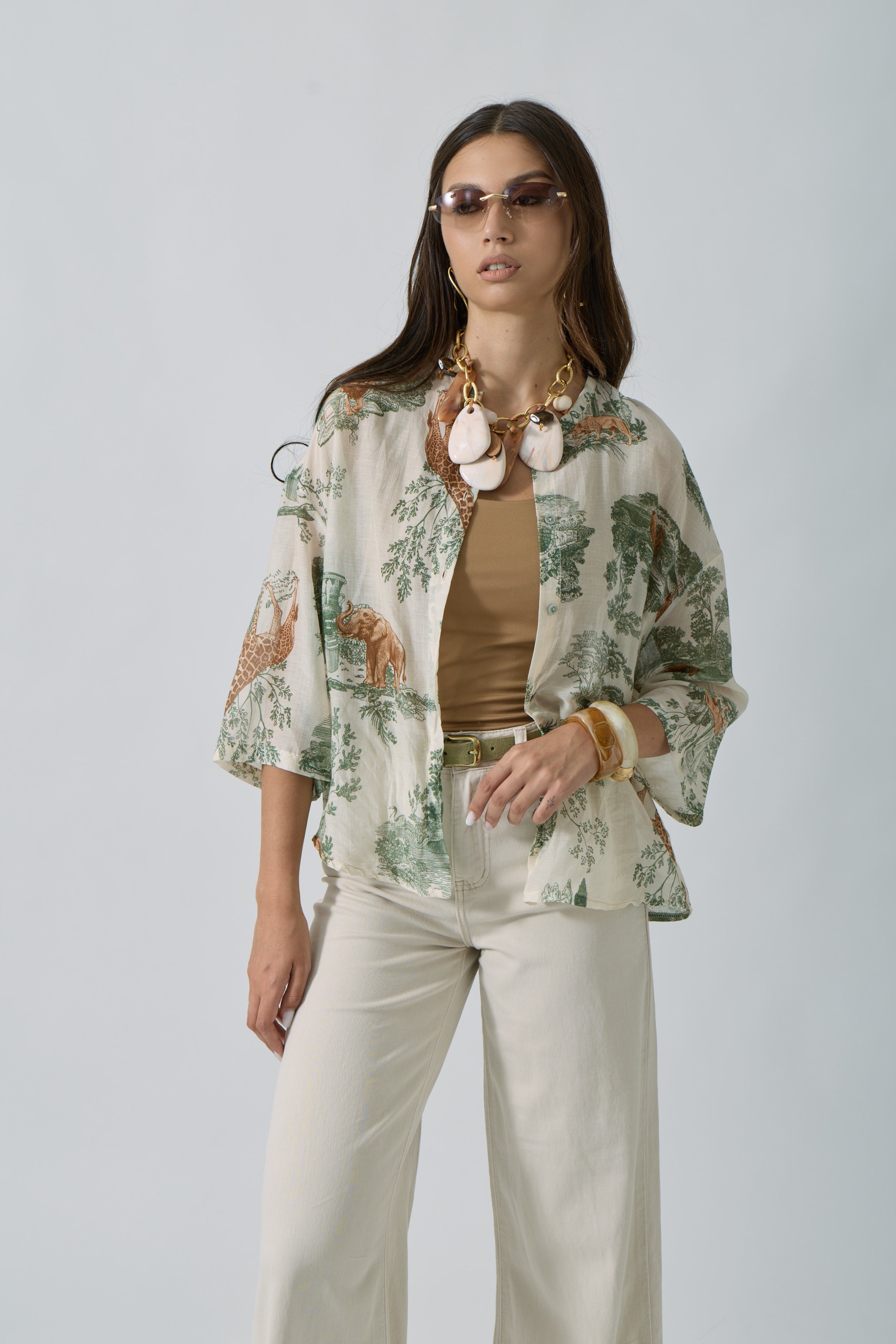 Camicia Safari verde salvia|Colore:Verde salvia