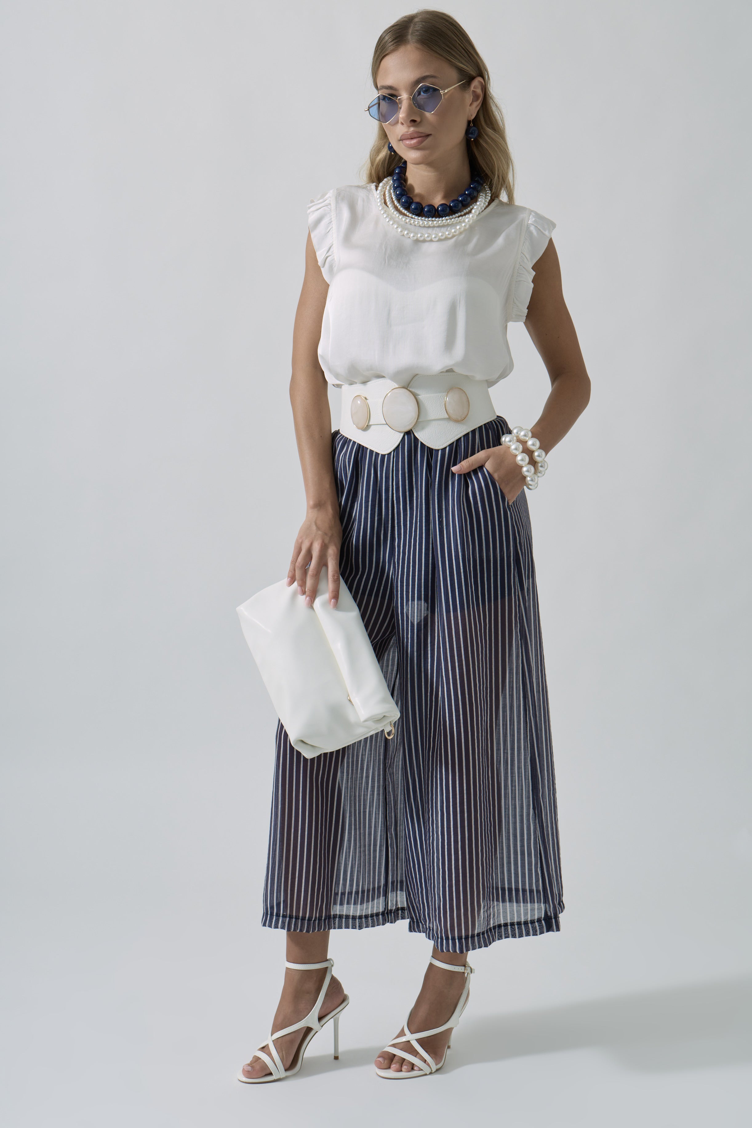 Pantalone Righe blu|Colore:Blu