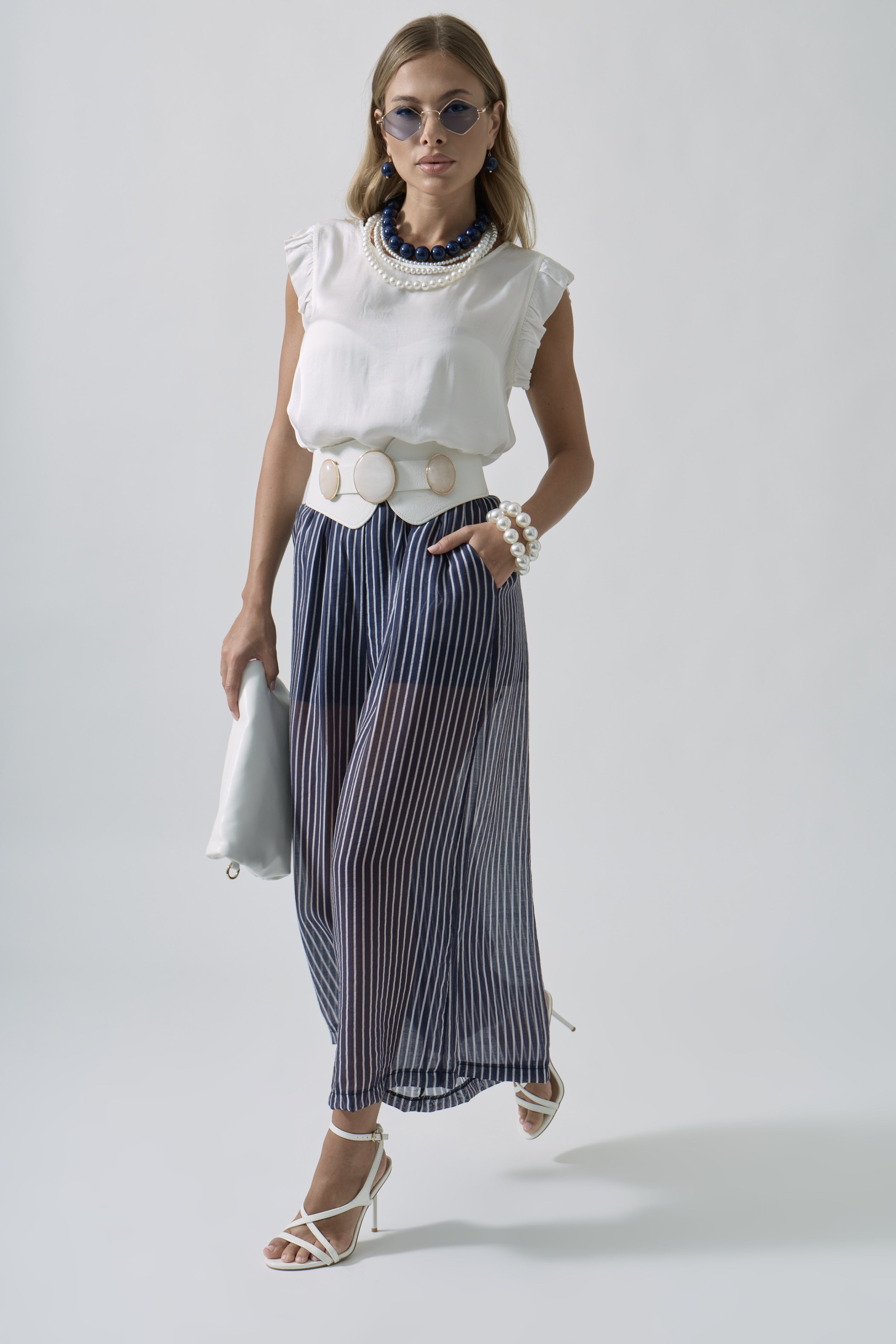 Pantalone Righe blu|Colore:Blu