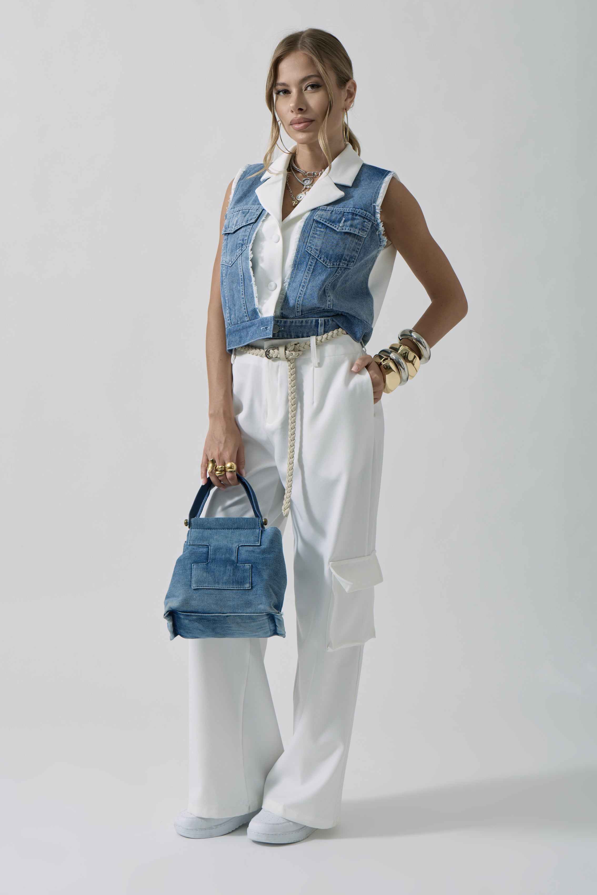 Coordinato Jeans bianco|Colore:Bianco