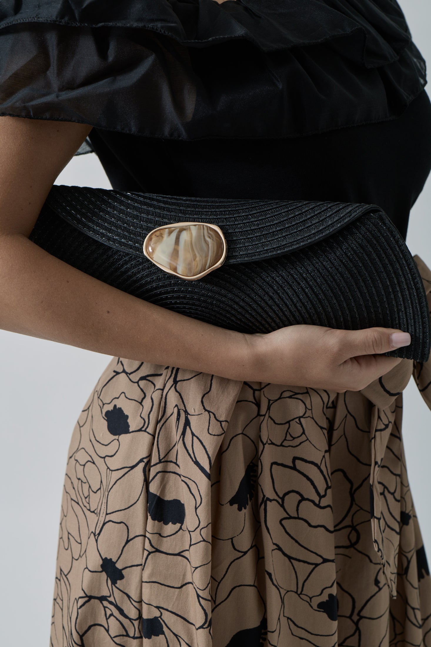 Clutch Rafia Nero|Colore:Nero