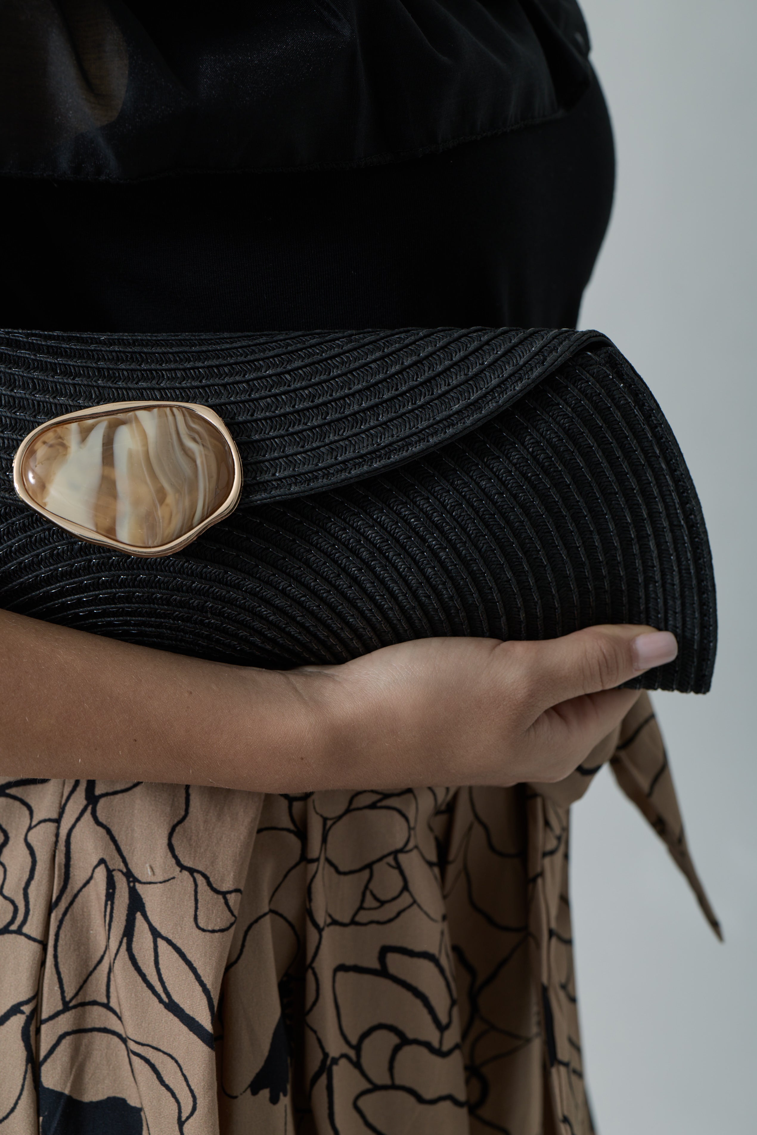 Clutch Rafia Nero|Colore:Nero