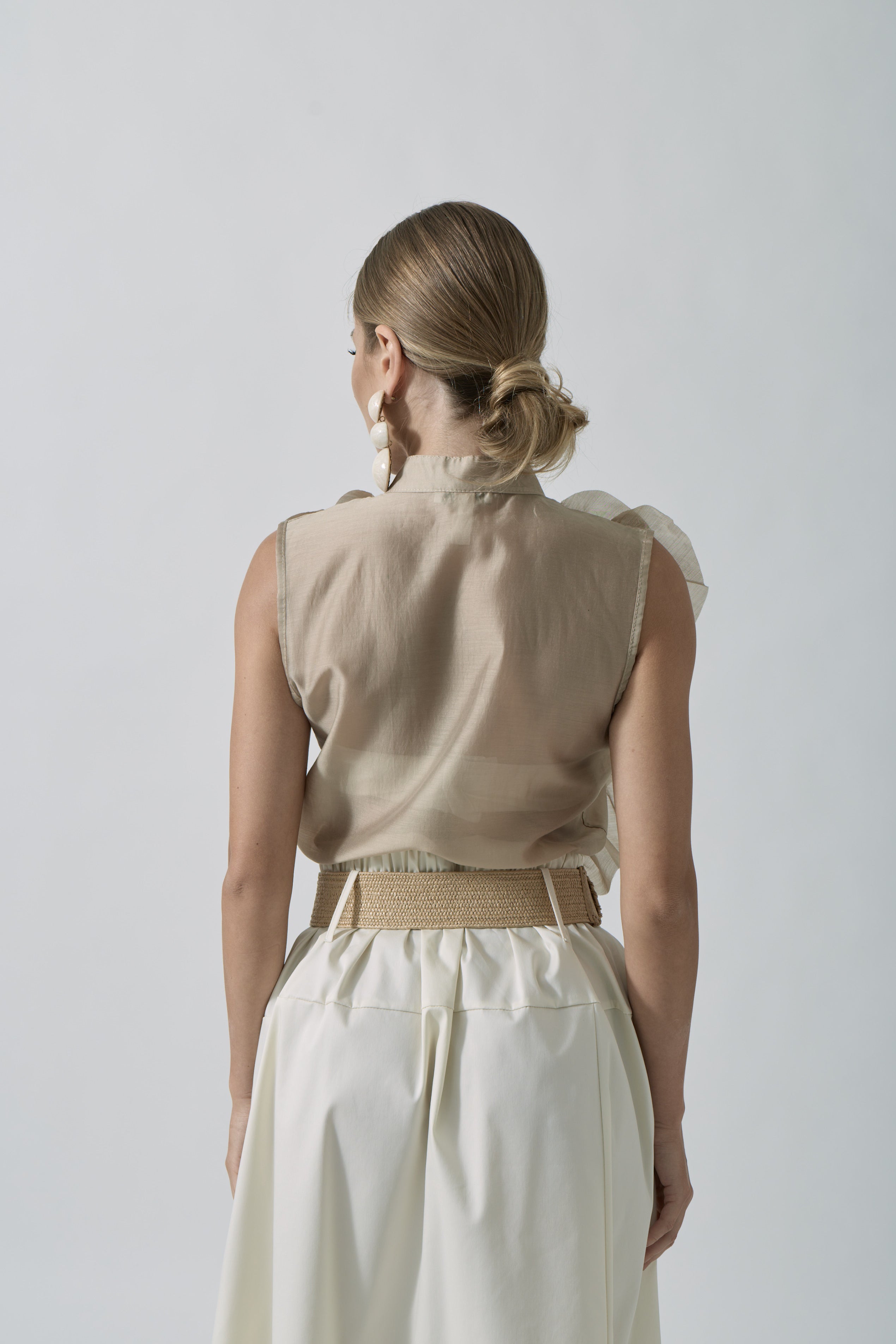 Camicia Rouches Beige scuro|Colore:Beige scuro