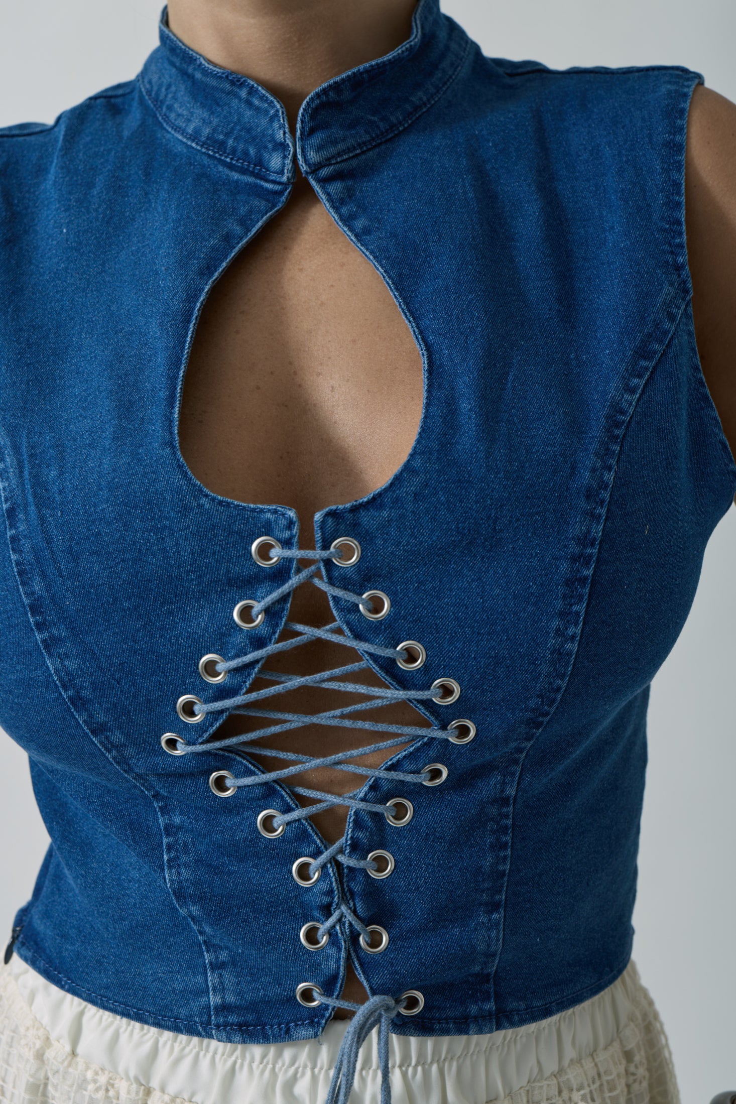 Gilet Corsetto denim|Colore:Denim