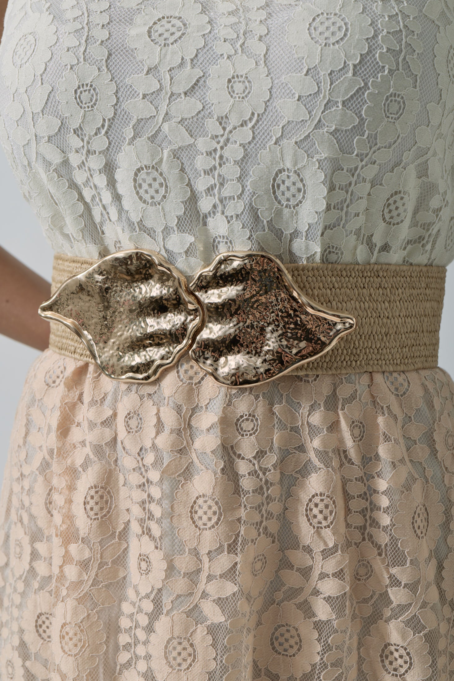 Cintura Elastica Foglie beige|Colore:Beige
