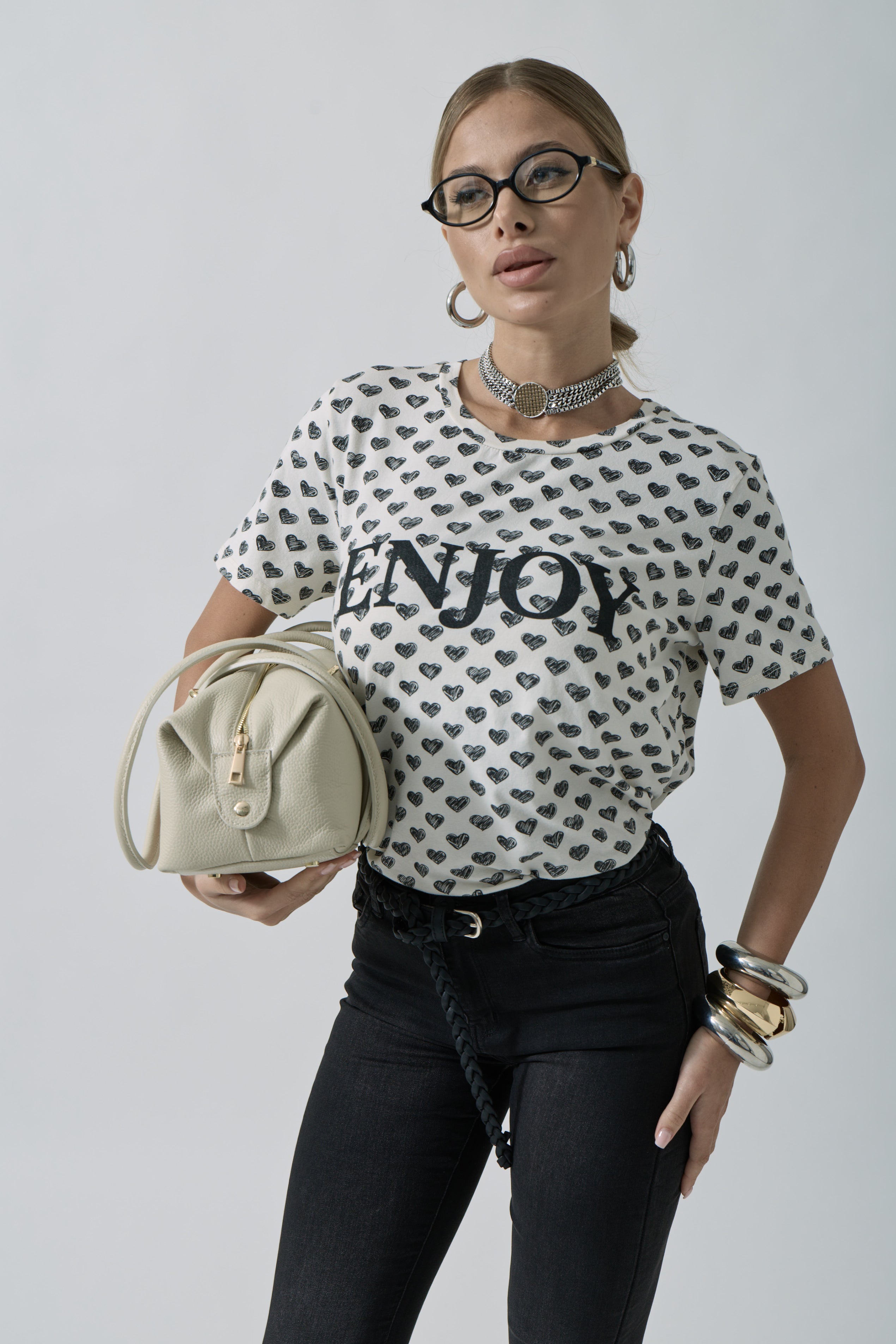 T-Shirt Enjoy nero|Colore:Nero