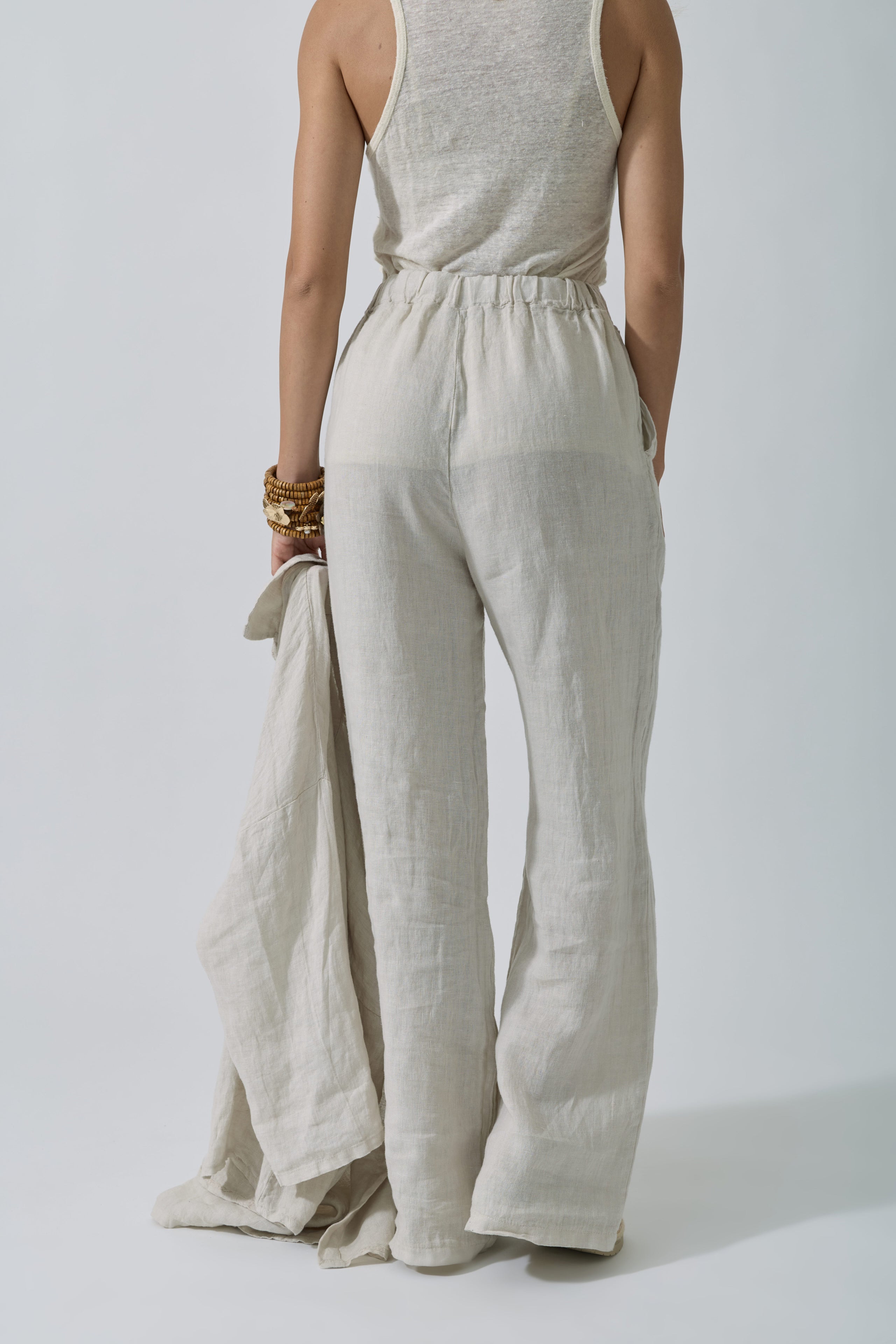 Pantalone Puro Lino Beige chiaro|Colore:Beige chiaro