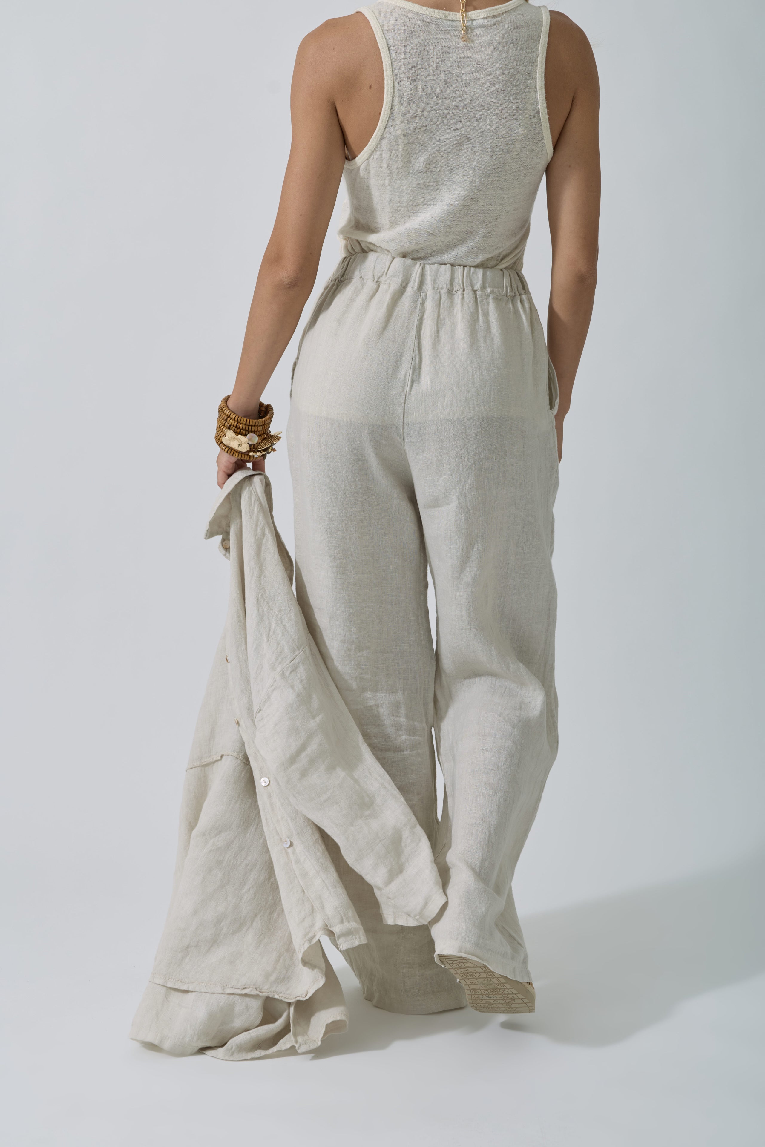 Pantalone Puro Lino Beige chiaro|Colore:Beige chiaro