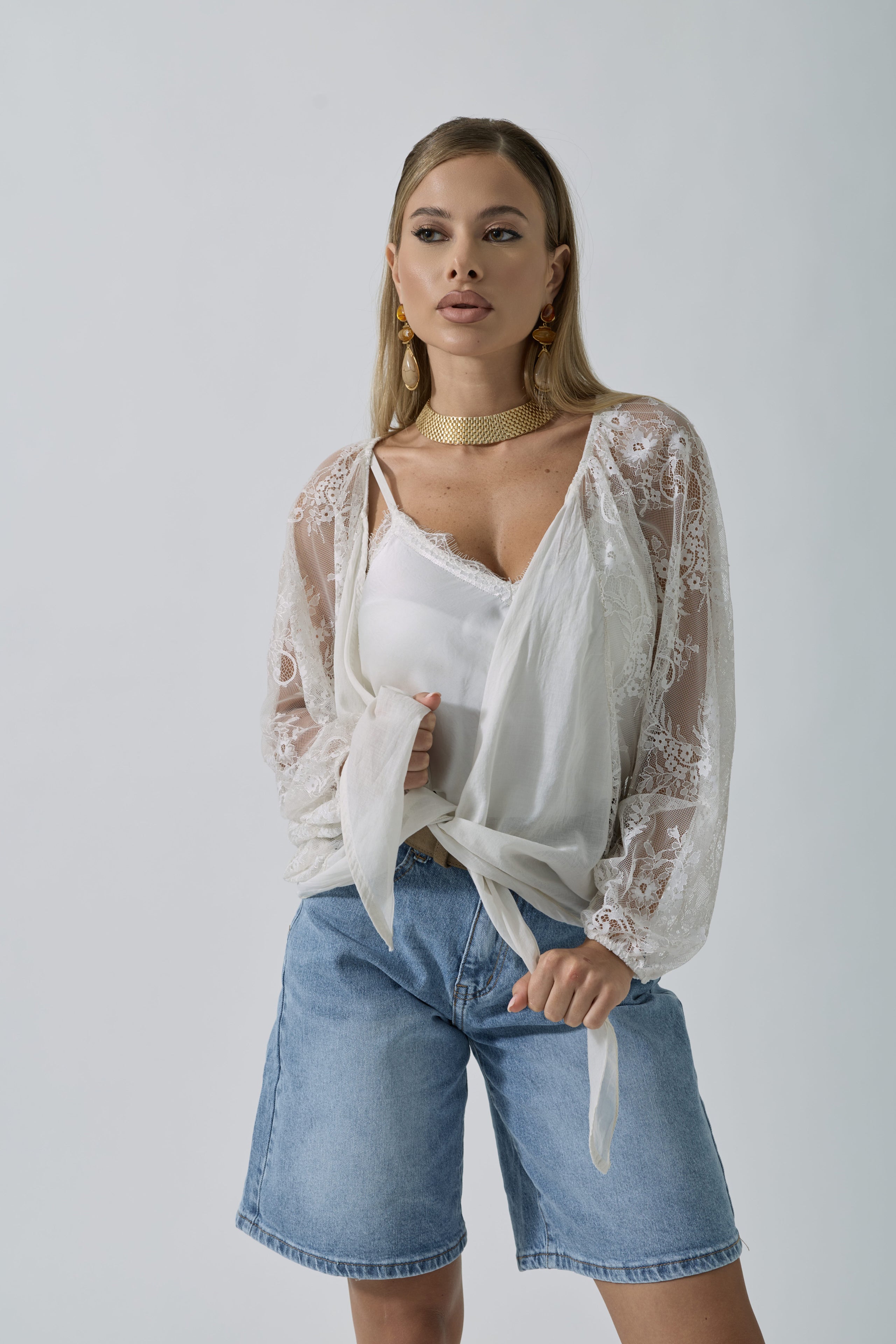 Coprispalle Pizzo Karen bianco|Colore:Bianco