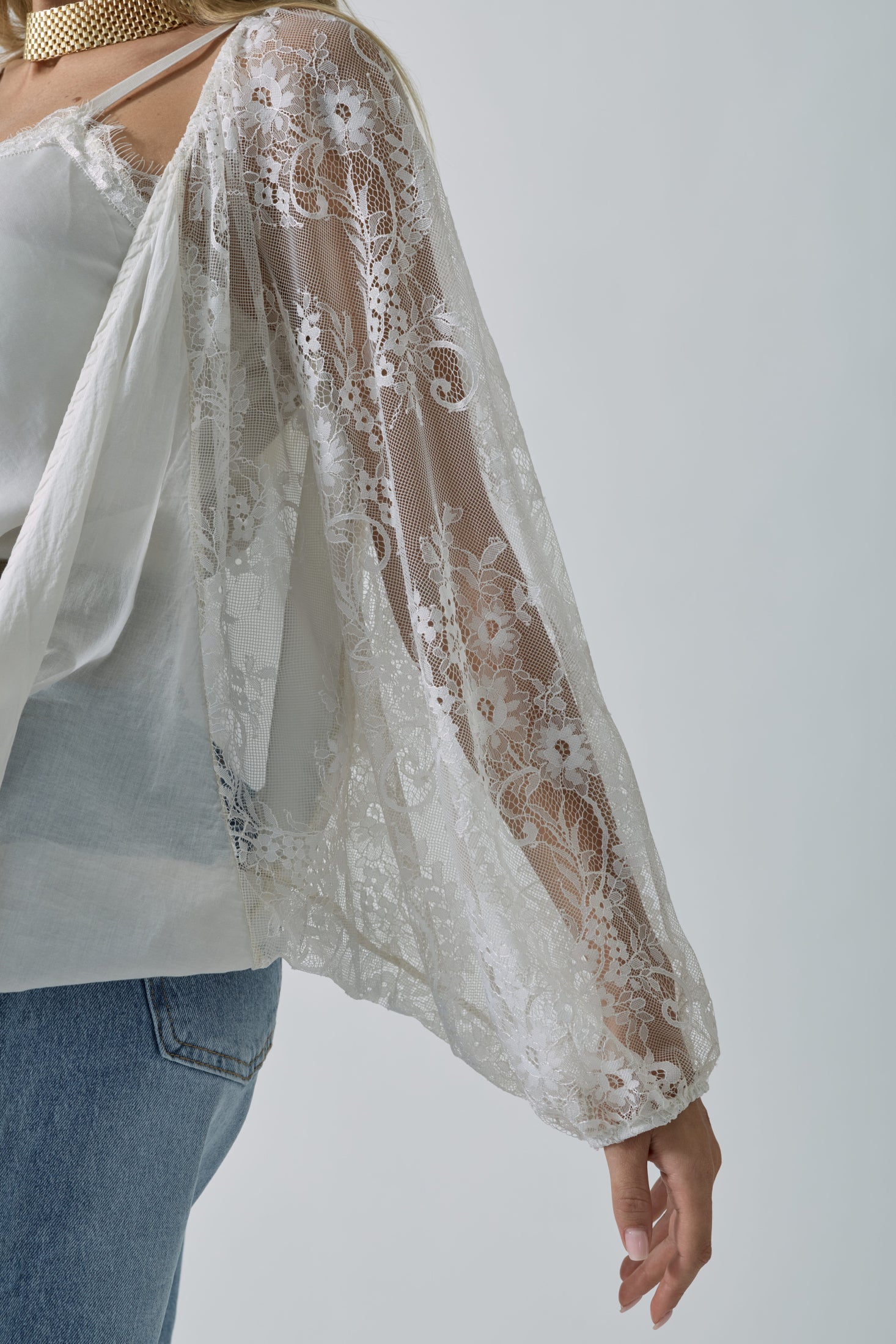 Coprispalle Pizzo Karen bianco|Colore:Bianco