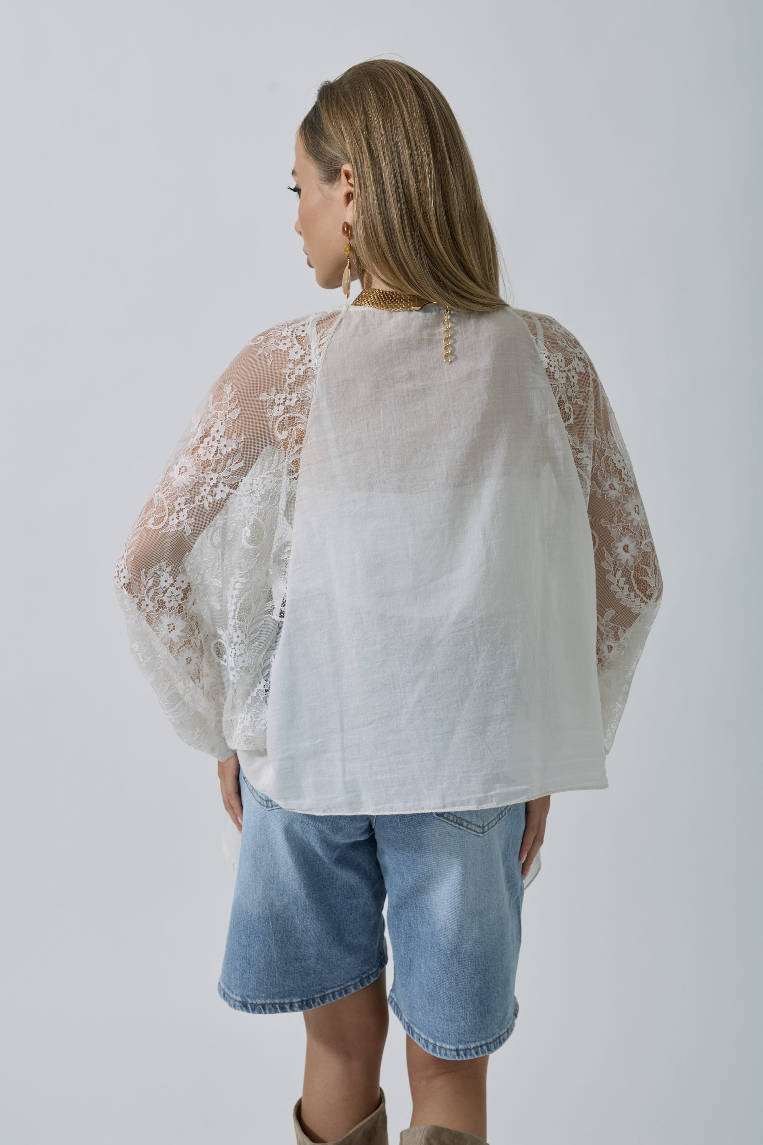 Coprispalle Pizzo Karen bianco|Colore:Bianco