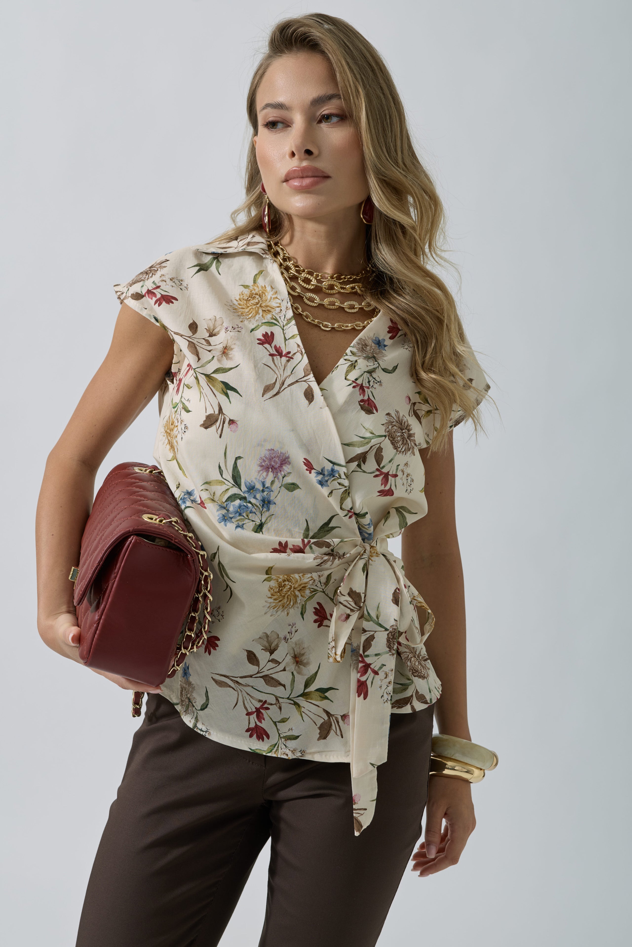 Camicia Flora beige|Colore:Beige