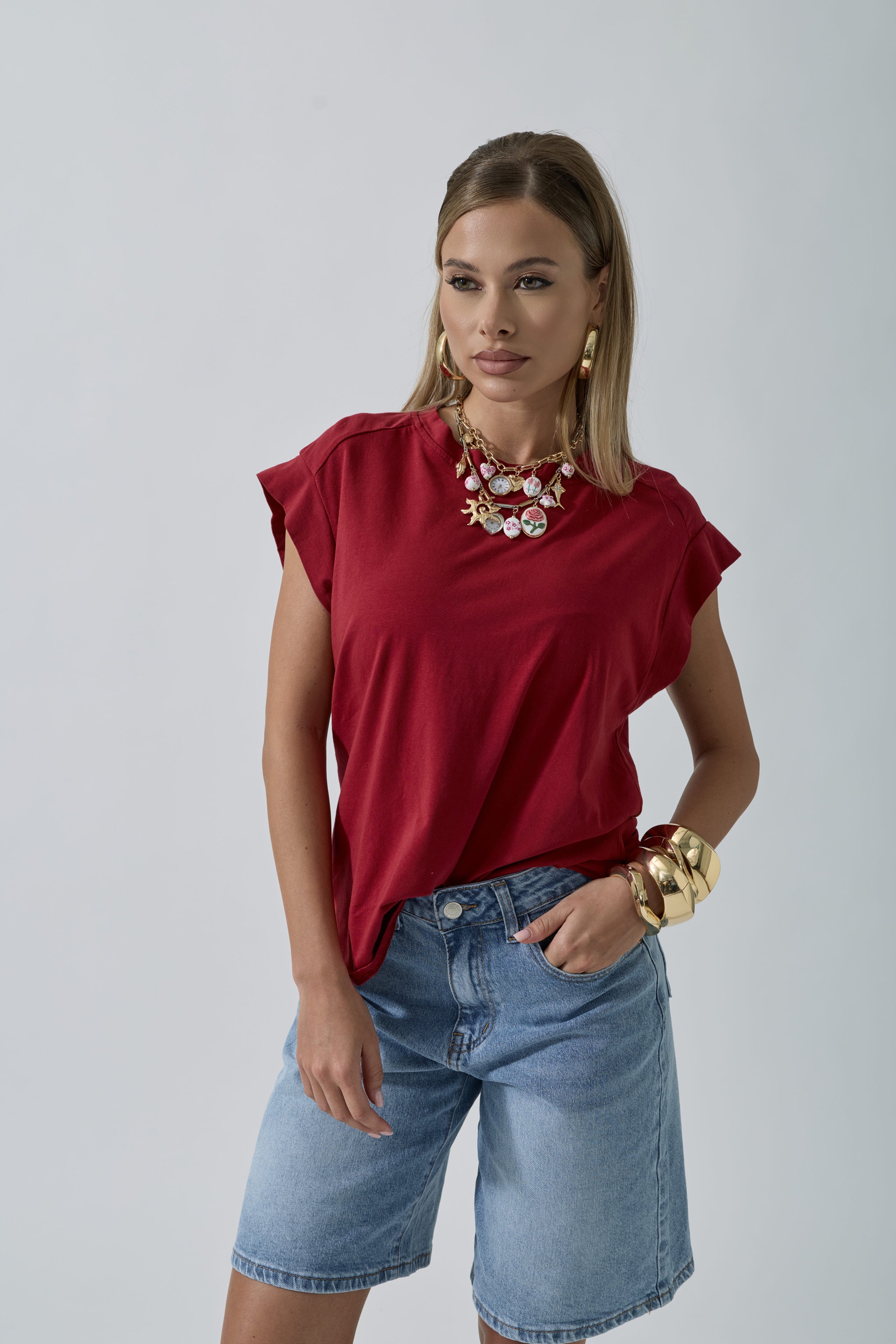 T-Shirt Ines Rosso india|Colore:Rosso india