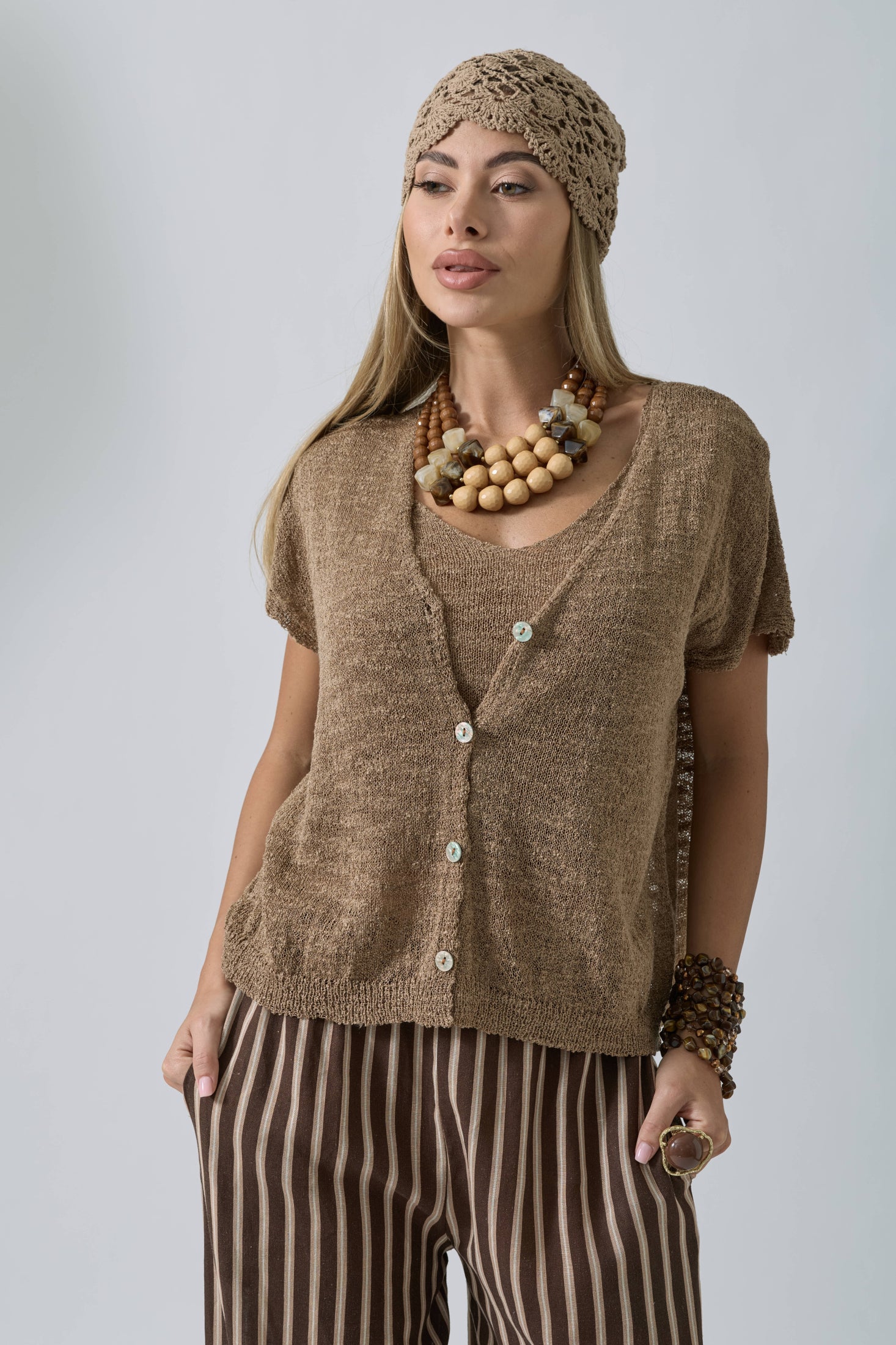 Cardigan Nora tabacco|Colore:Tabacco
