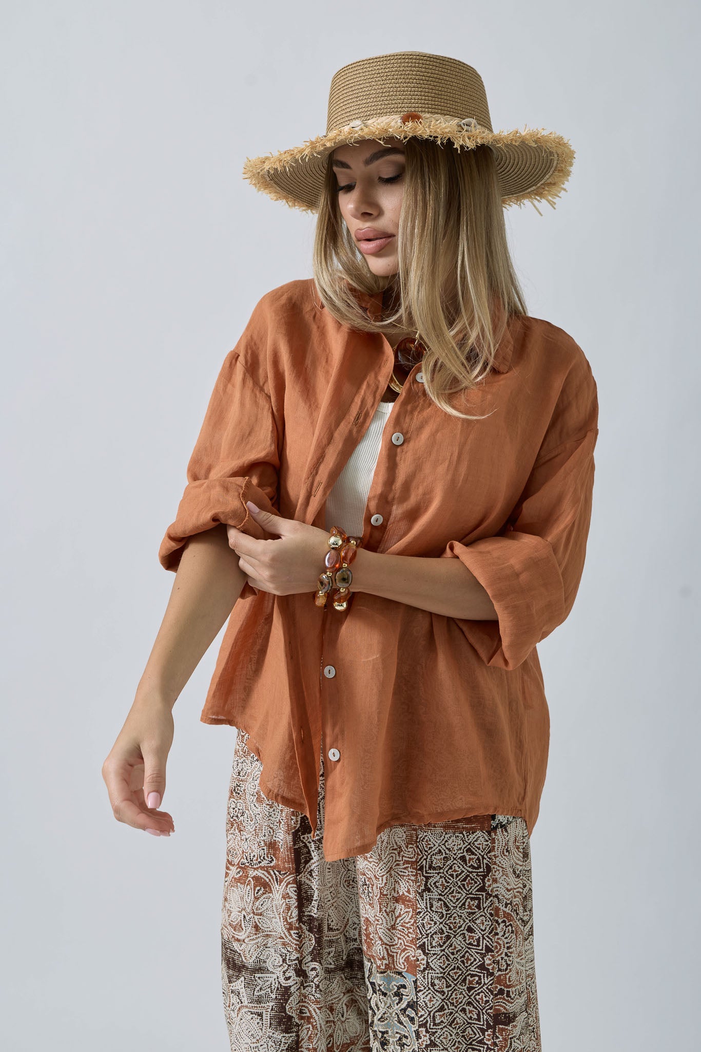 Camicia Ines coccio|Colore:Coccio