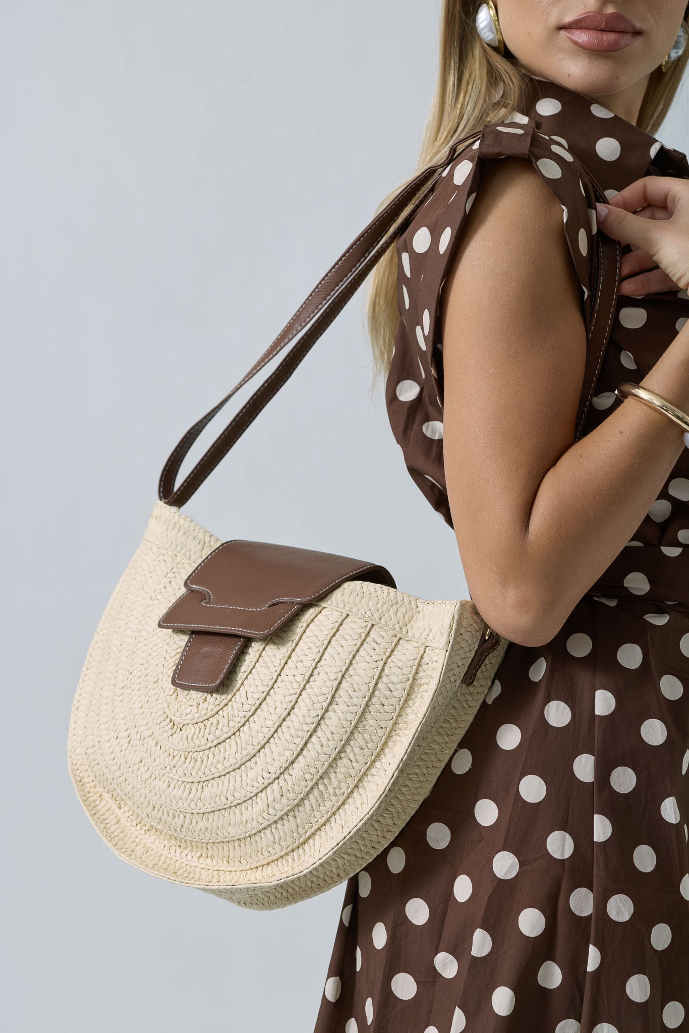 Borsa In Rafia Anita beige chiaro|Colore:Beige chiaro
