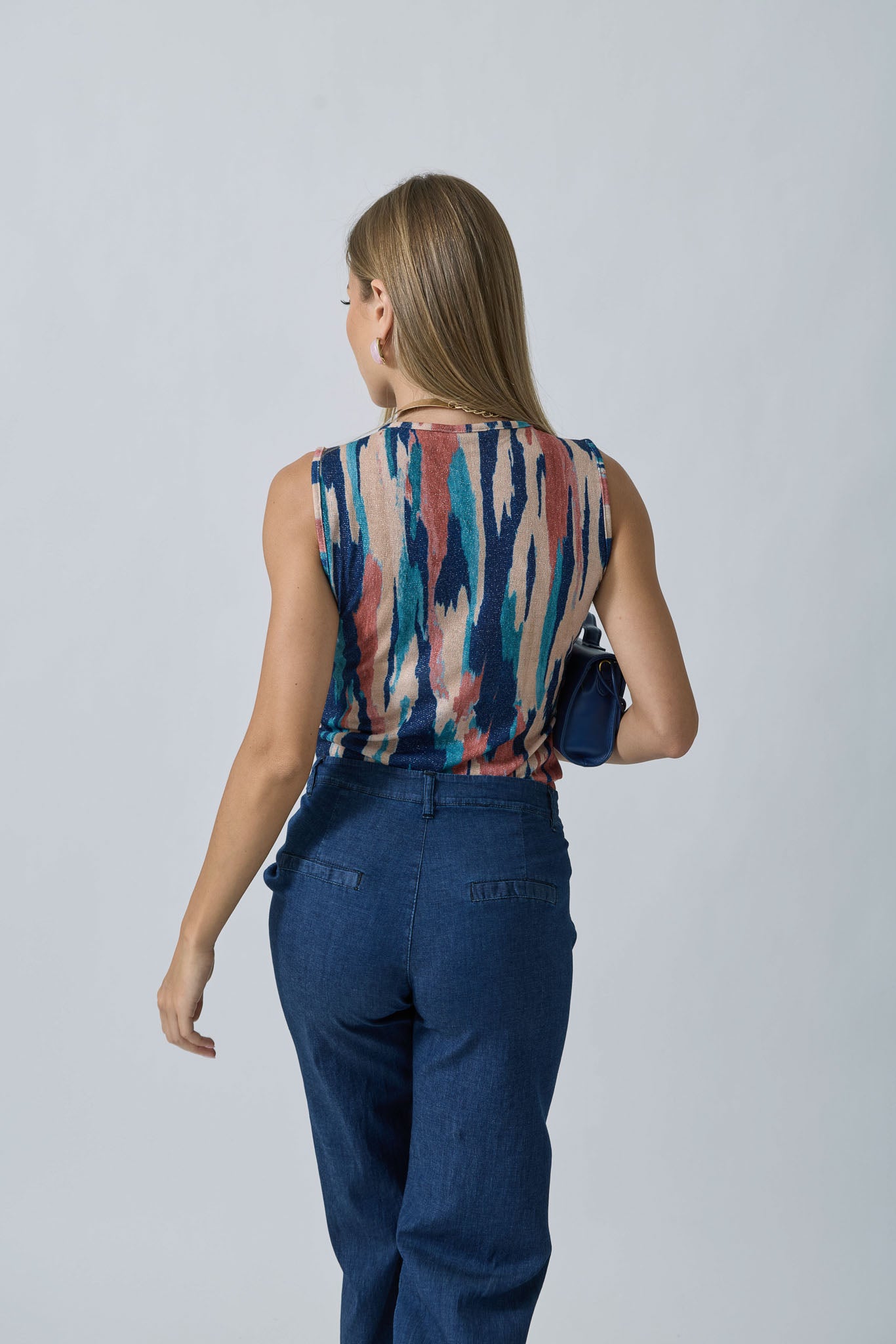 Maglia Stampa Astratta blu|Colore:Blu