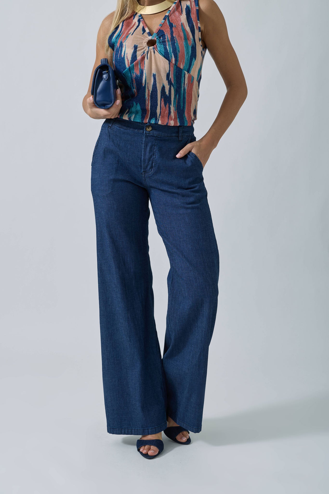 Pantalone Chambray denim scuro|Colore:Denim scuro