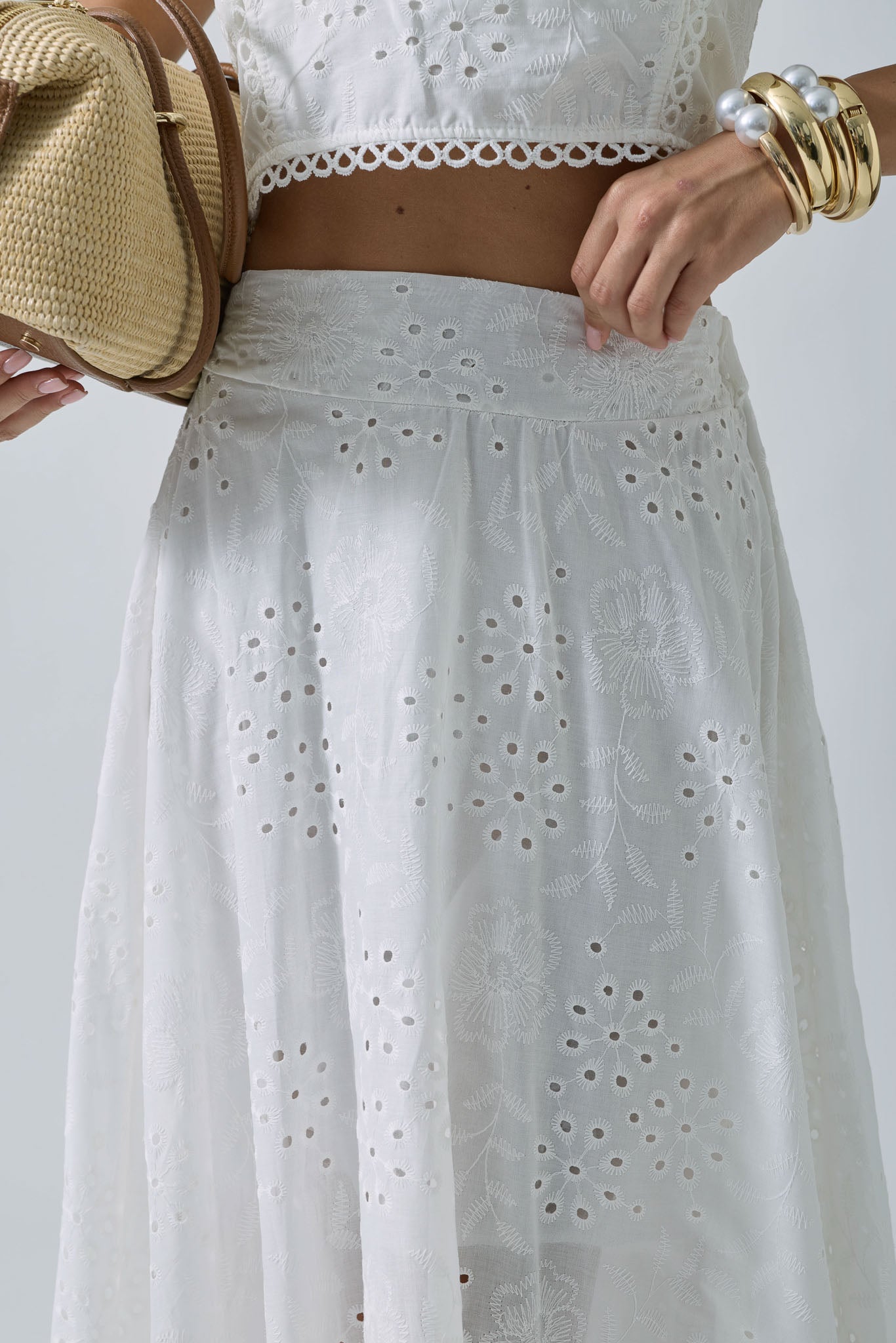 Coordinato In Pizzo Sangallo bianco|Colore:Bianco