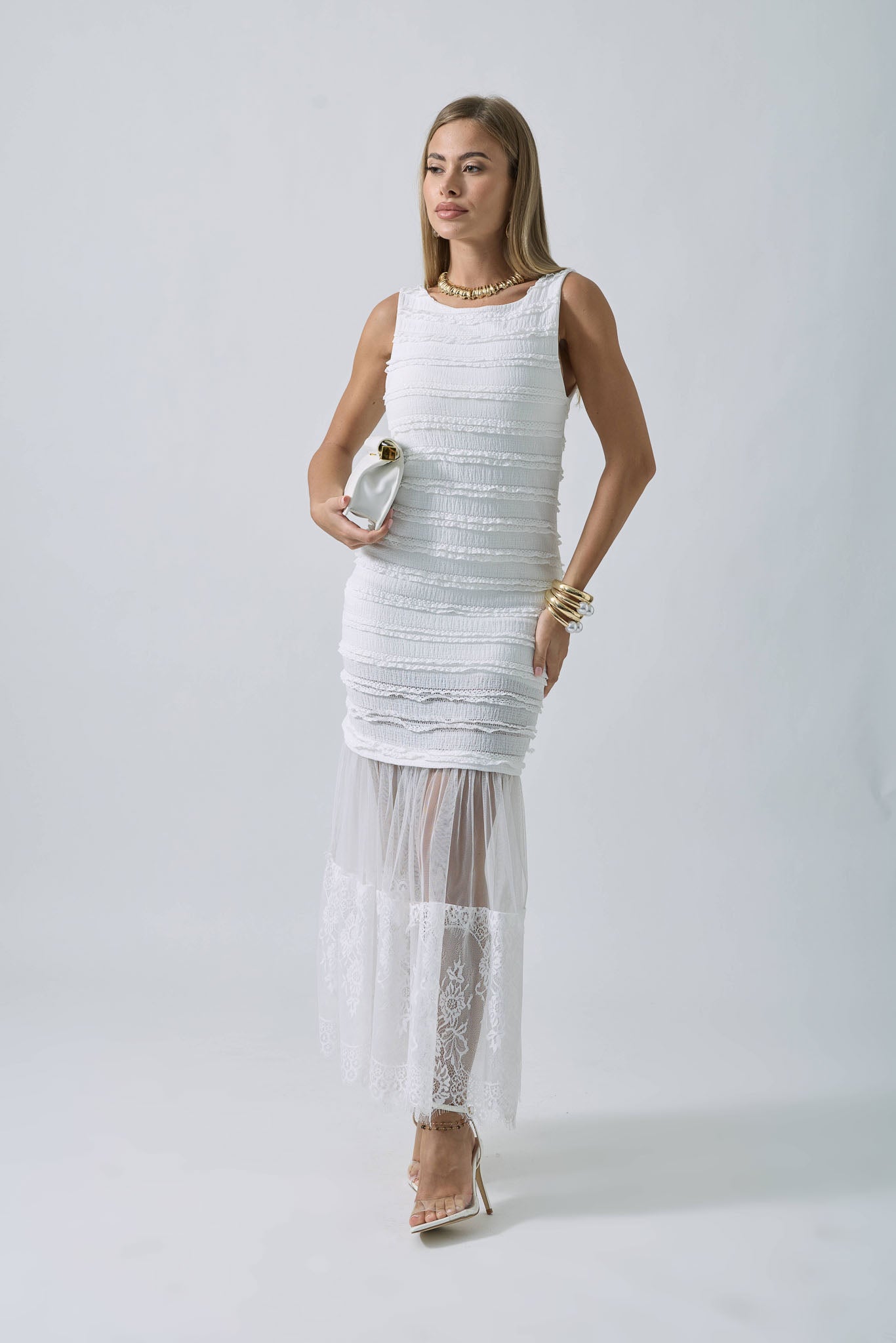 Abito Tulle Chic bianco|Colore:Bianco