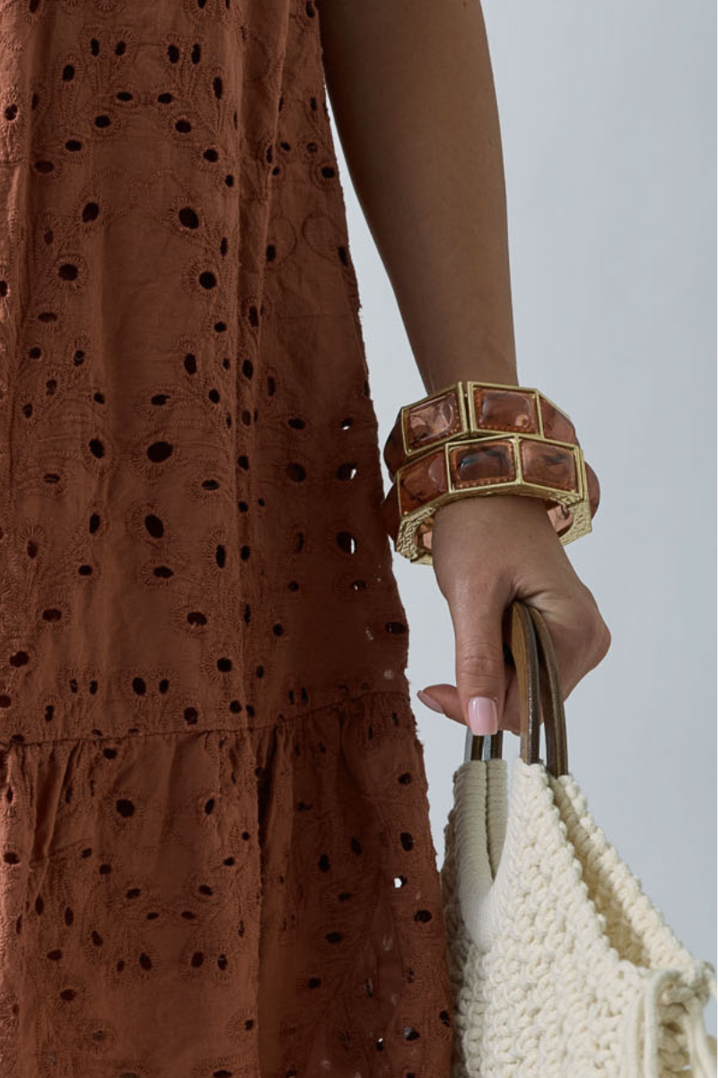 Bracciale Con Pietre Incastonate pesca|Colore:Pesca