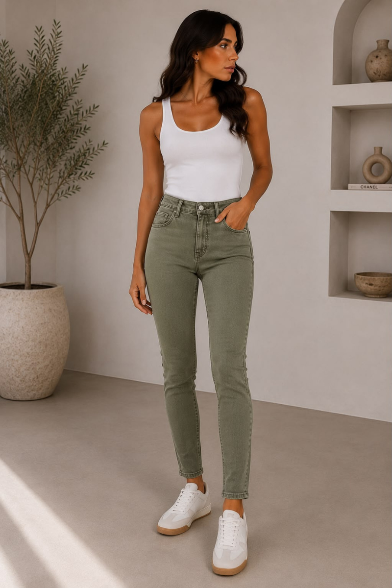 Pantalone 5 Tasche verde militare|Colore:Verde militare
