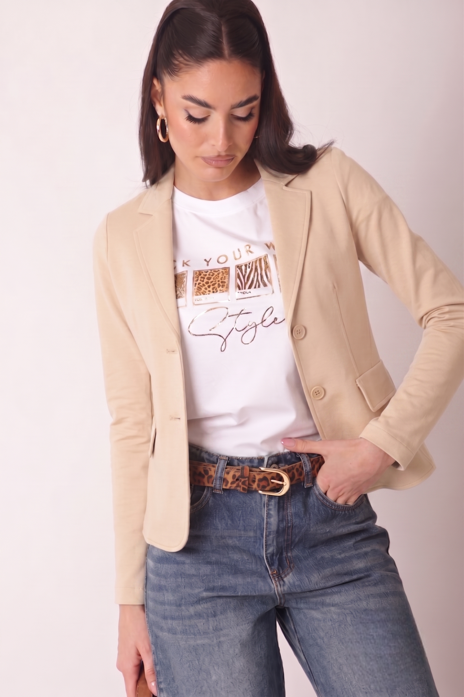 Giacca Felpa Beige|Colore:Beige