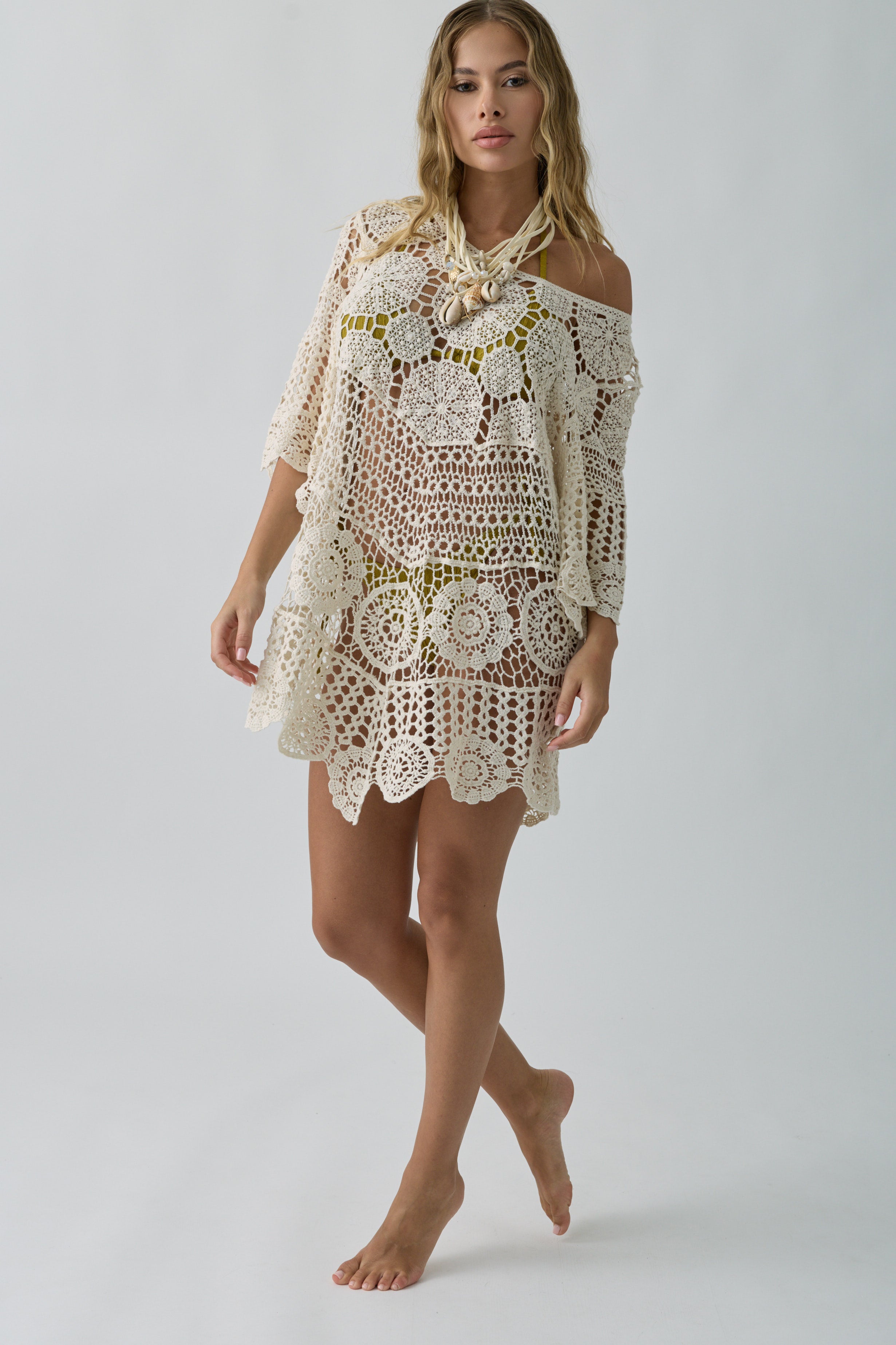 Copricostume Macramè burro|Colore:Burro