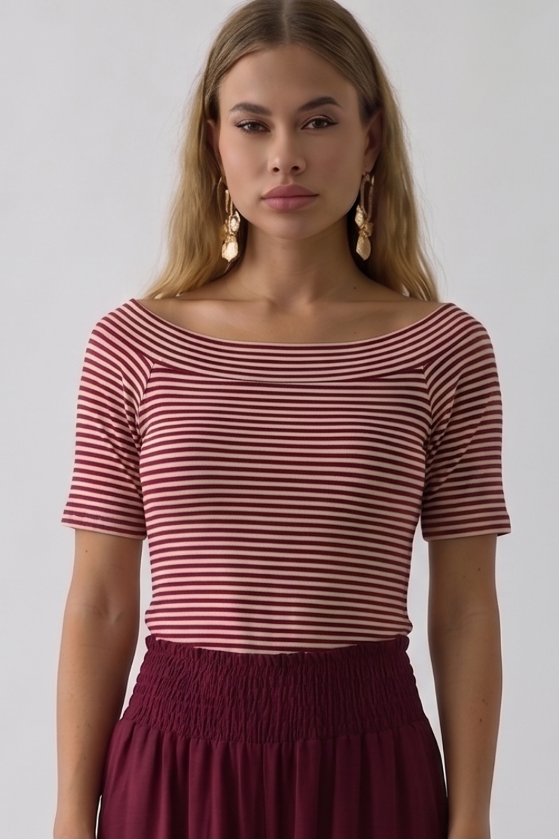 Maglia Scollo Barca Venice rosso india|Colore:Rosso india