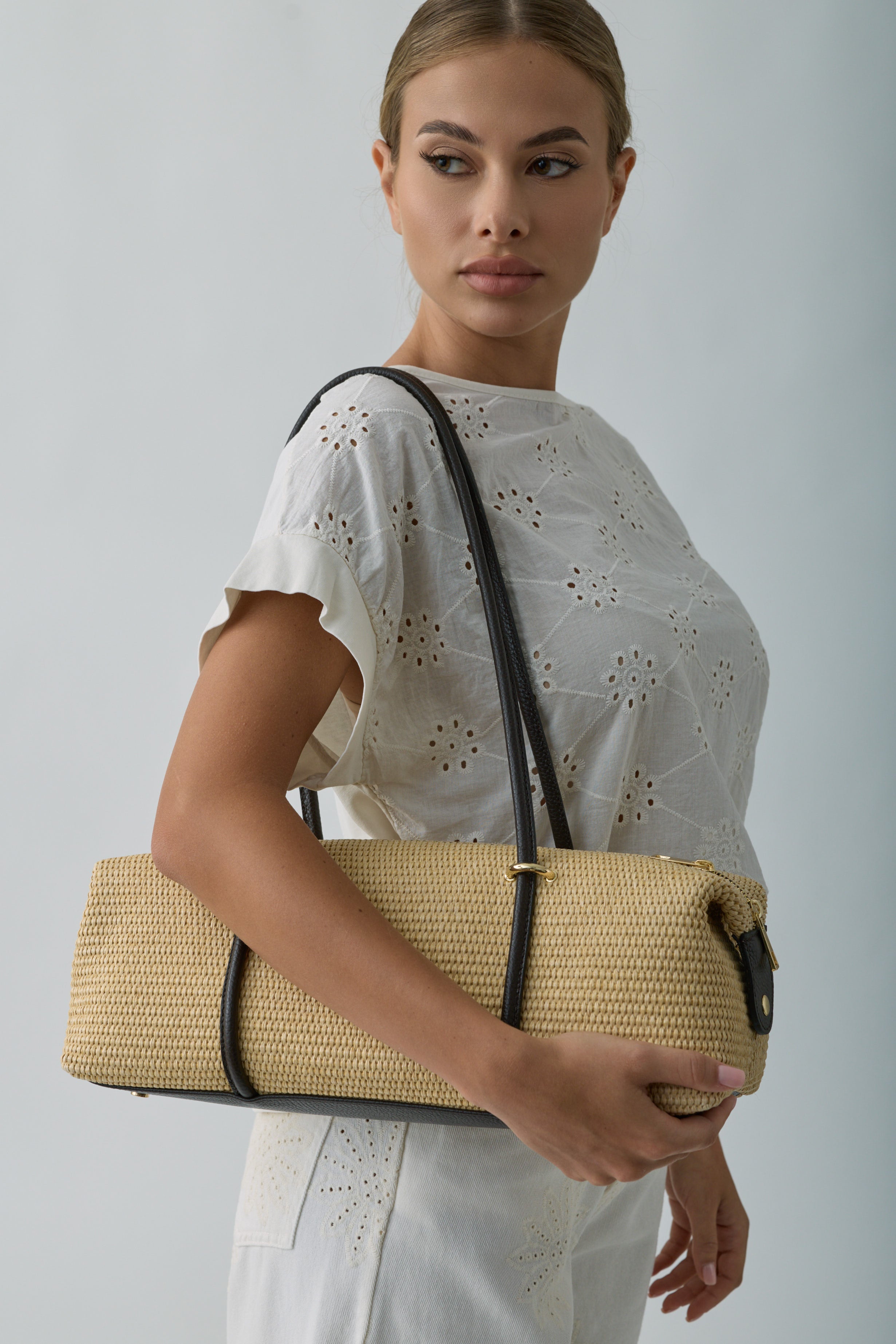 Borsa Sophie Rafia Testa di moro|Colore:Testa di moro