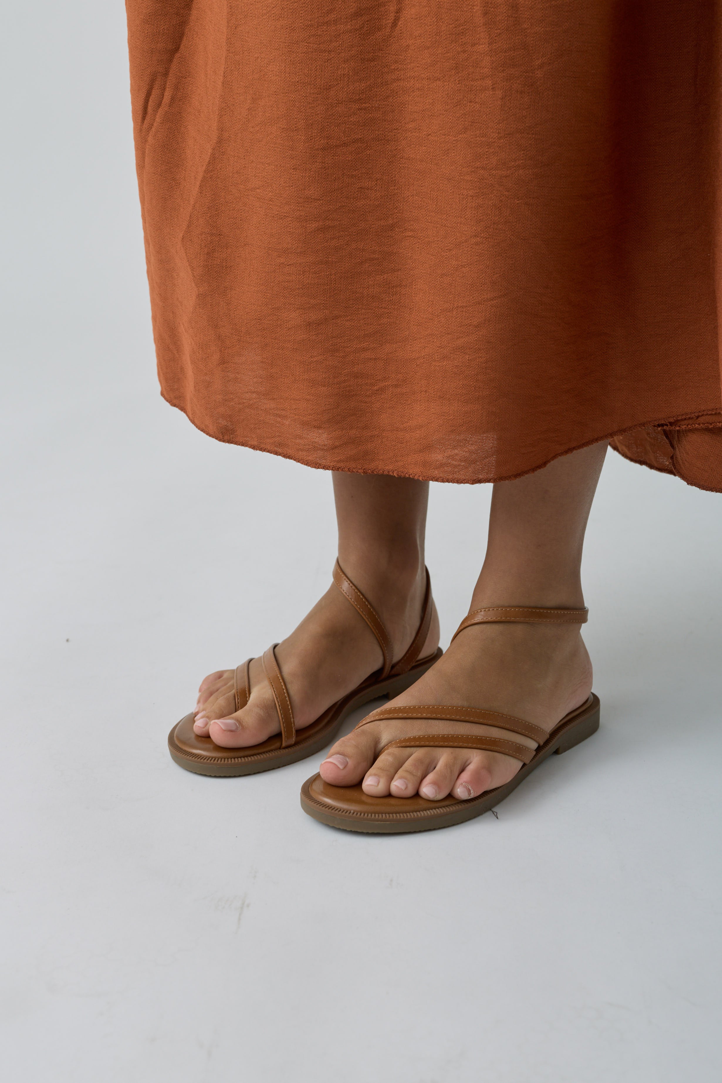 Sandalo Mini Fasce Cuoio|Colore:Cuoio