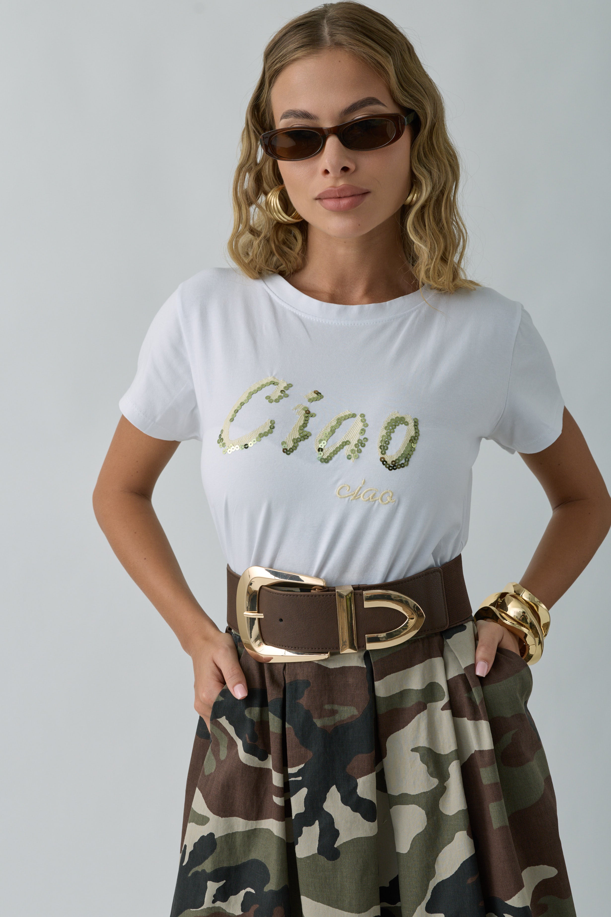 T-Shirt Ciao Ciao bianco|Colore:Bianco